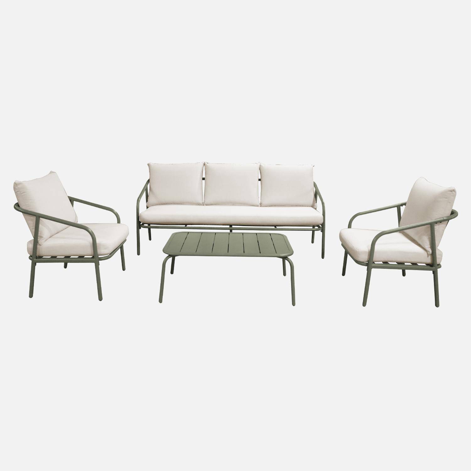 Set da giardino in acciaio 5 posti, Messina 5, Verde kaki, 176x70x67 cm Photo3