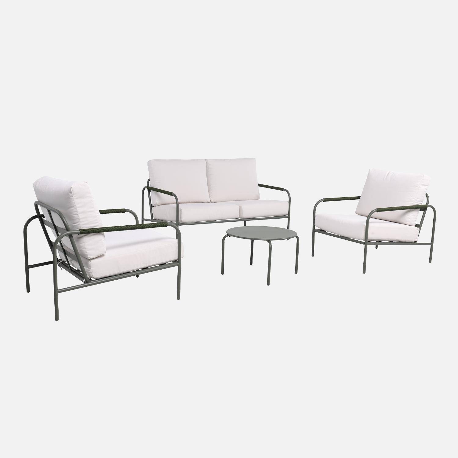Salon de jardin LUANDA en acier, 4 places kaki Photo2