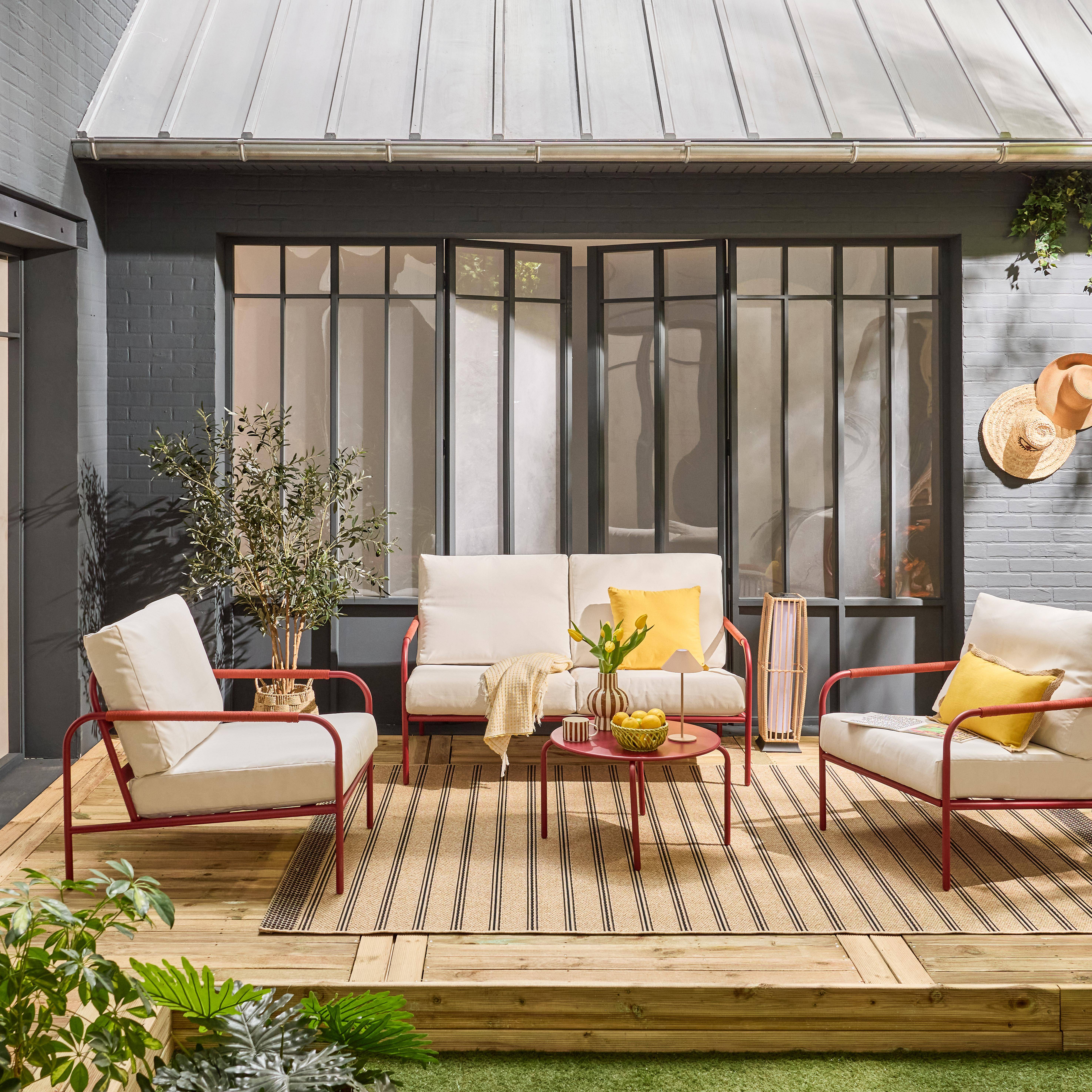 Tuinset Luanda van staal, 4 personen rood Photo1