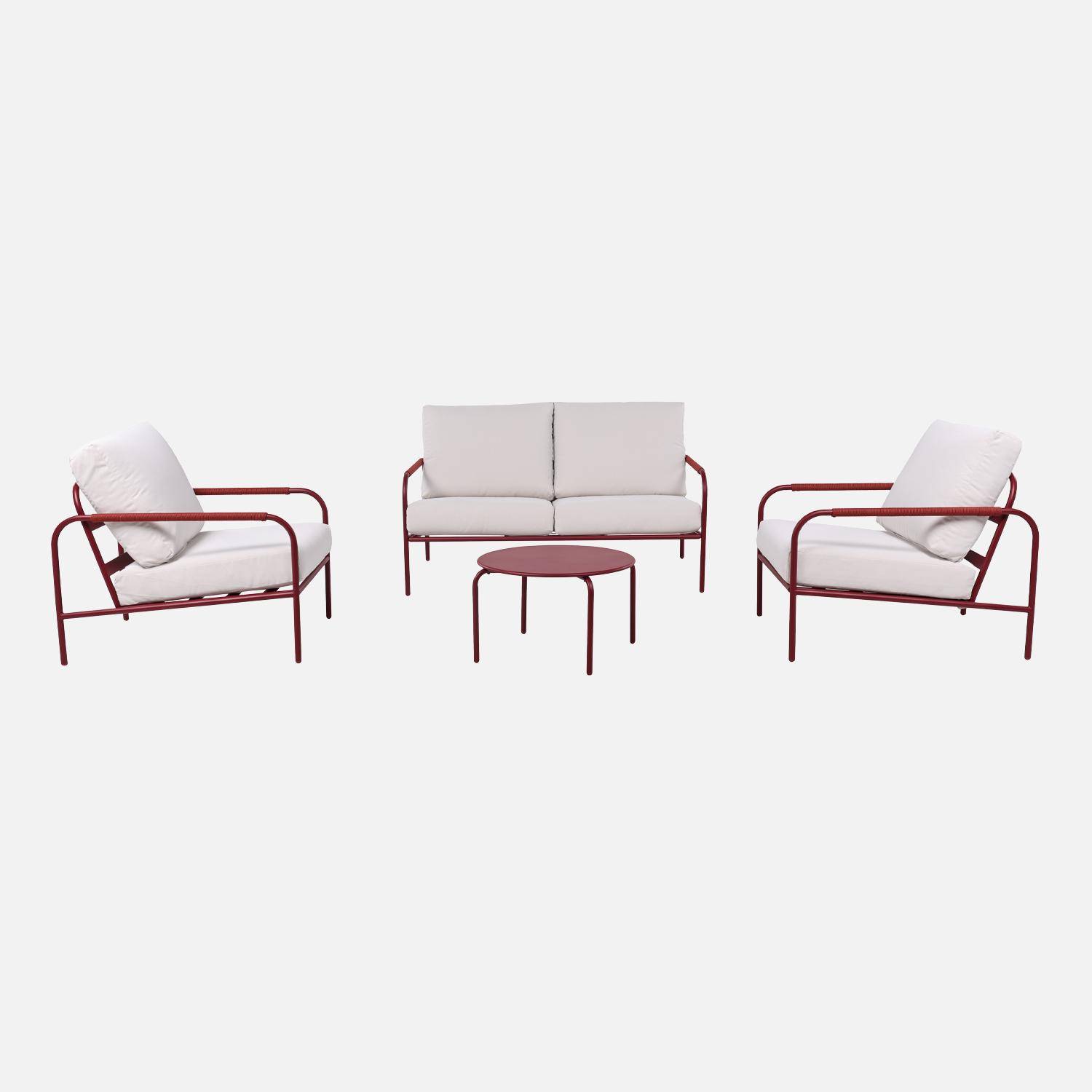 Tuinset Luanda van staal, 4 personen rood Photo4