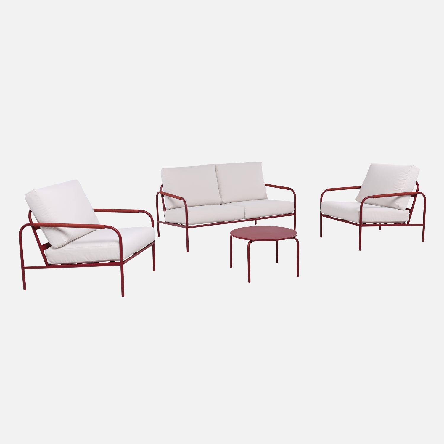 Tuinset Luanda van staal, 4 personen rood Photo3
