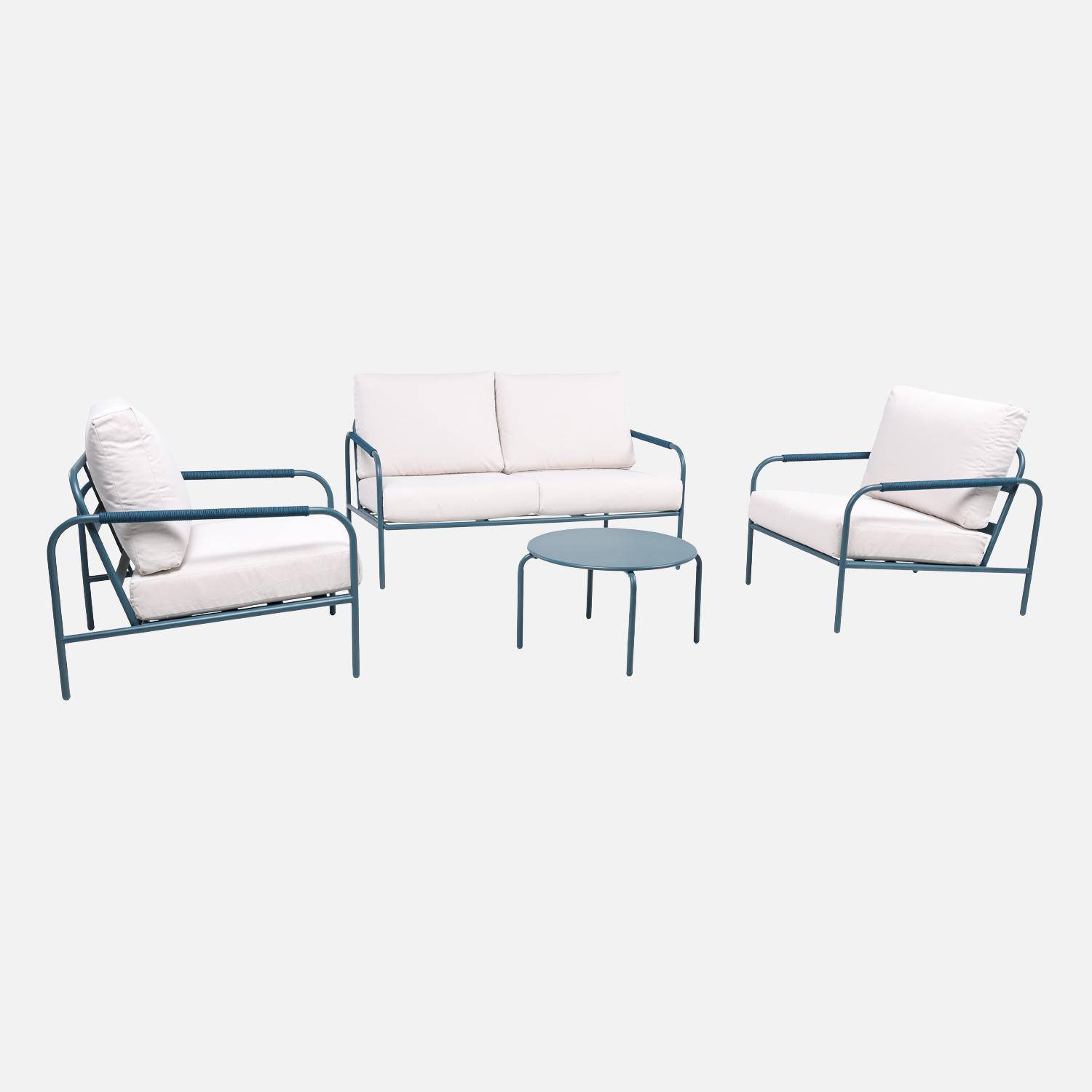 Set da giardino in acciaio, 4 persone, Luanda, Blu, 141x90x69 cm Photo2