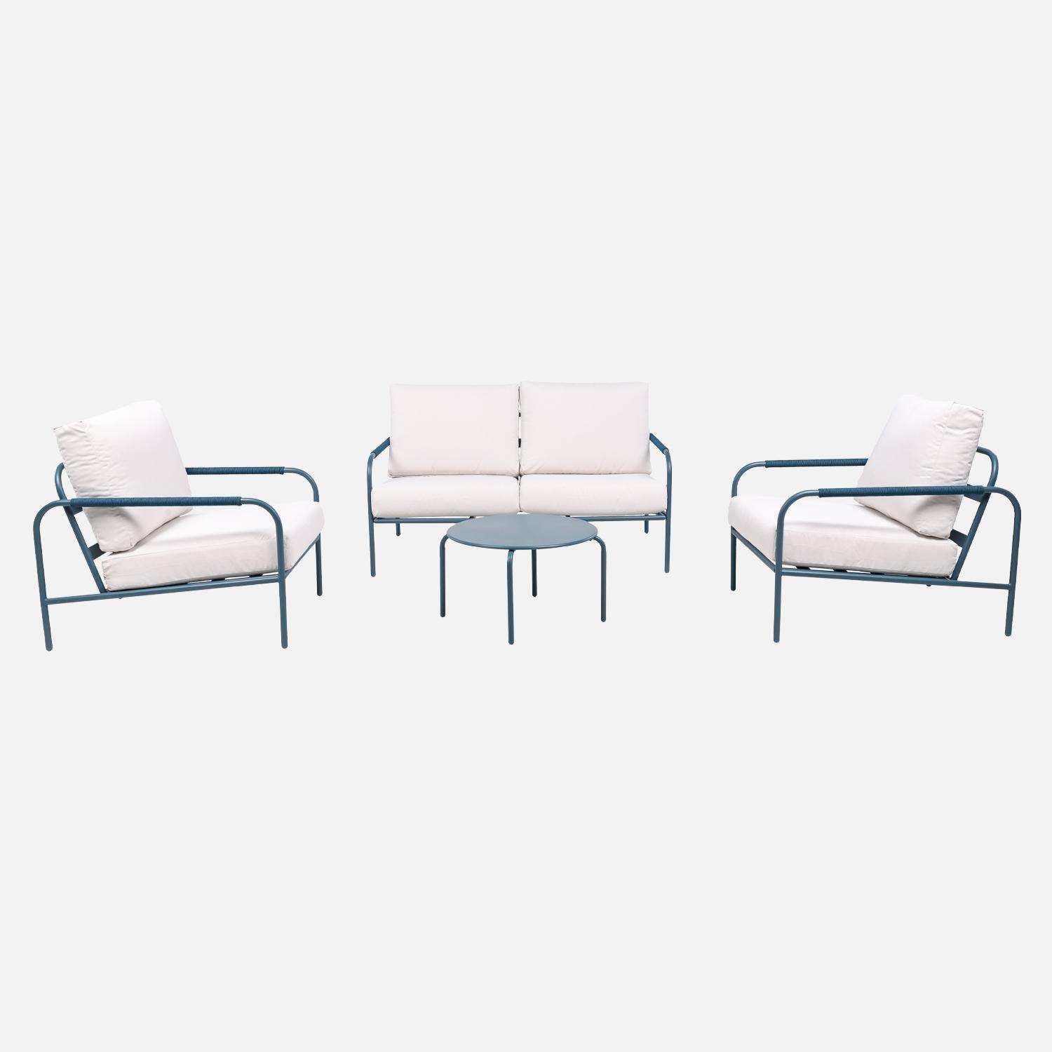 Set da giardino in acciaio, 4 persone, Luanda, Blu, 141x90x69 cm Photo3