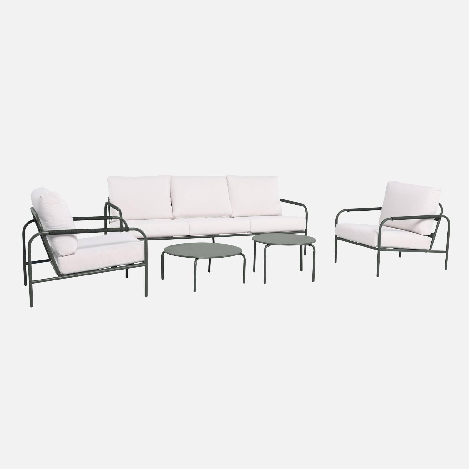 Tuinset van staal, 5 personen kaki