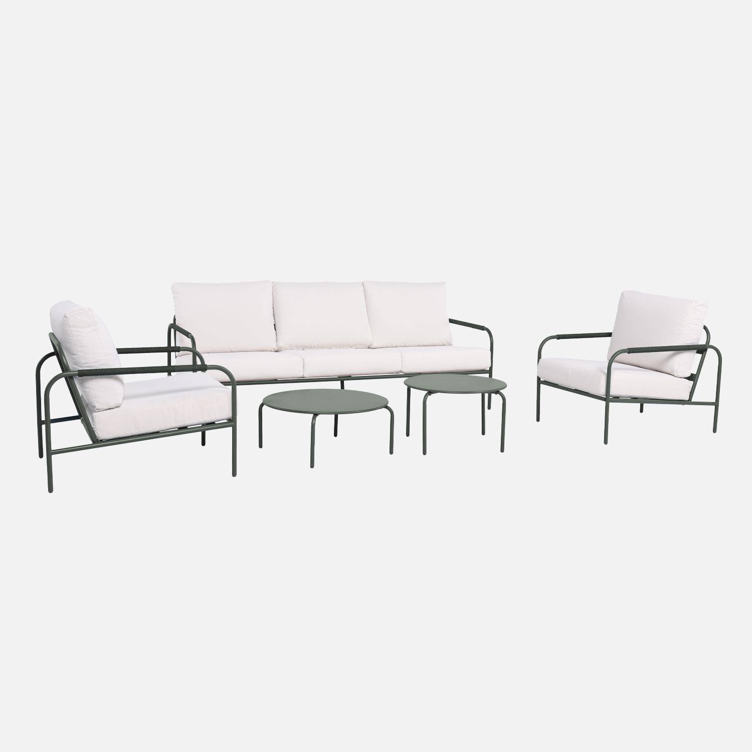 Set da giardino in acciaio, 5 persone, Luanda, Verde kaki, 209x90x69 cm Photo2
