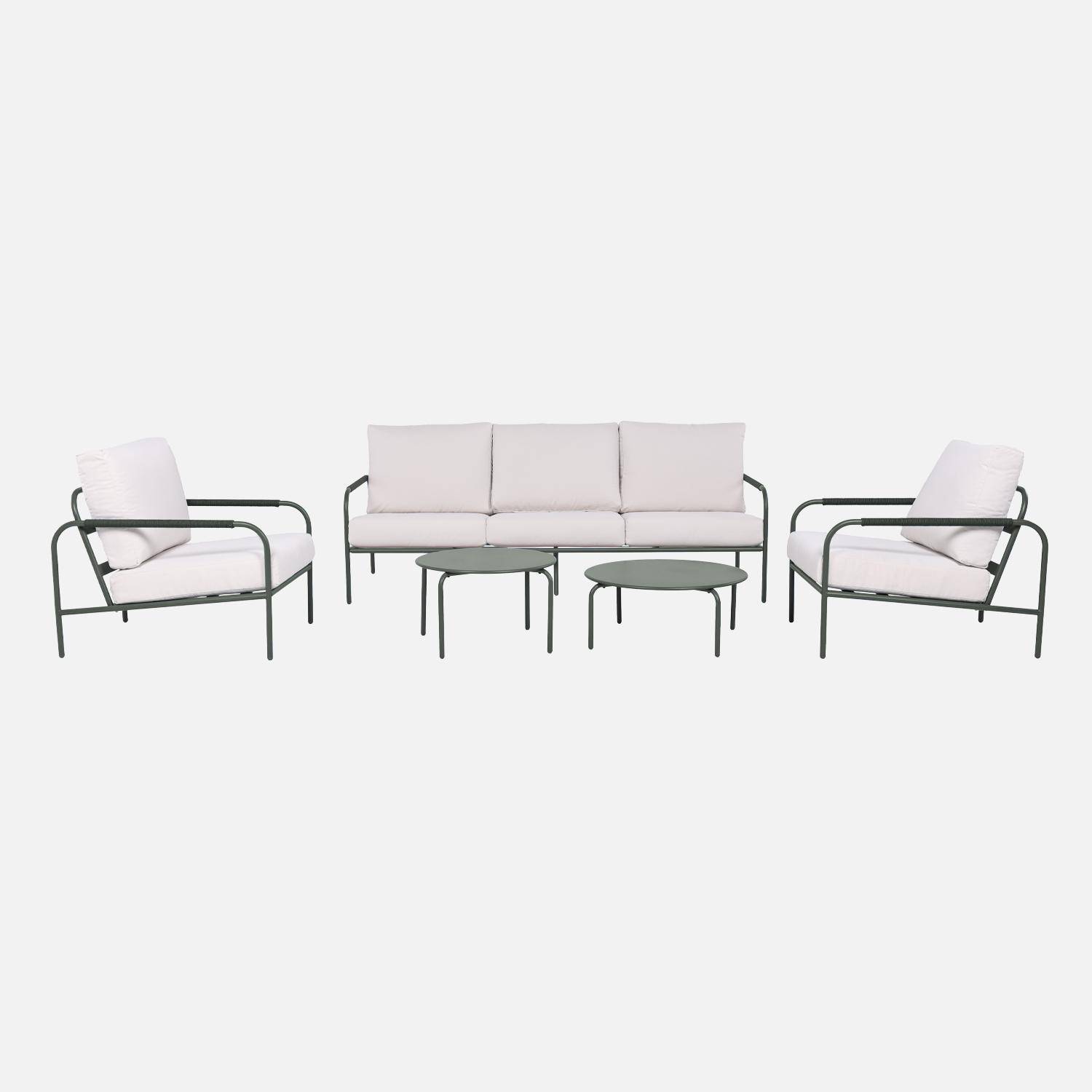 Set da giardino in acciaio, 5 persone, Luanda, Verde kaki, 209x90x69 cm,sweeek,Photo3