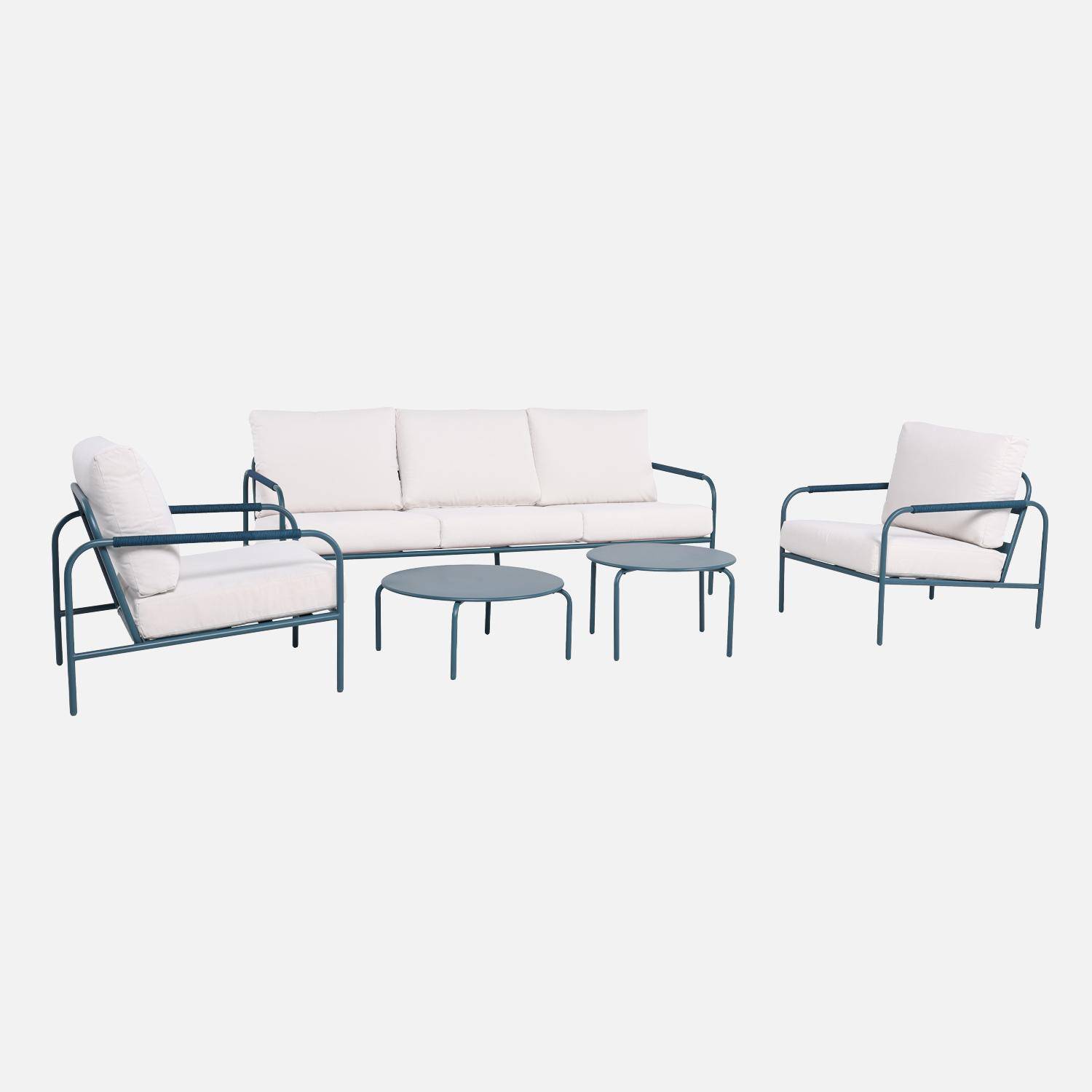Set da giardino in acciaio, 5 persone, Luanda, Blu, 209x90x69 cm Photo2