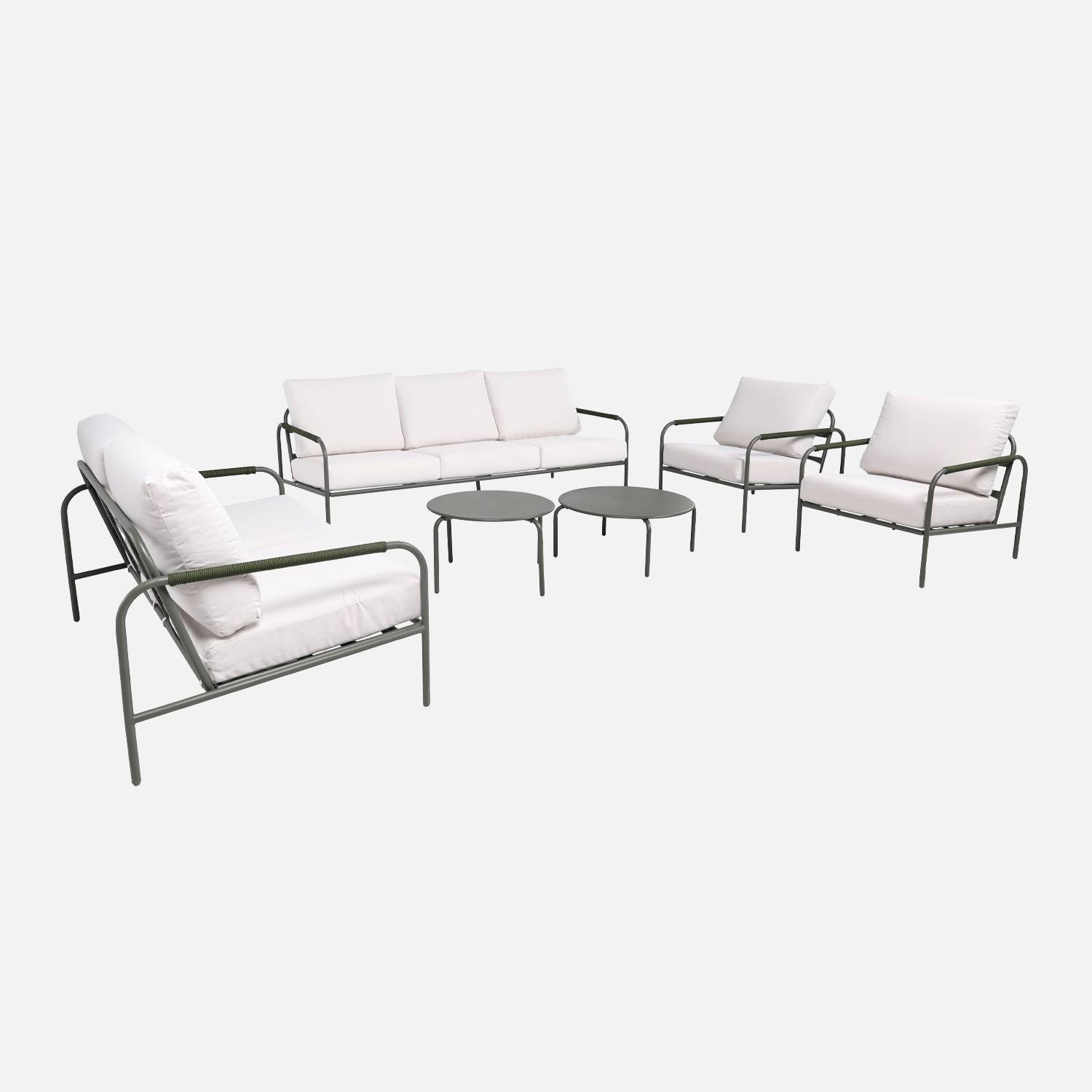 Gartenmöbelset aus Stahl, für 7 Personen khaki