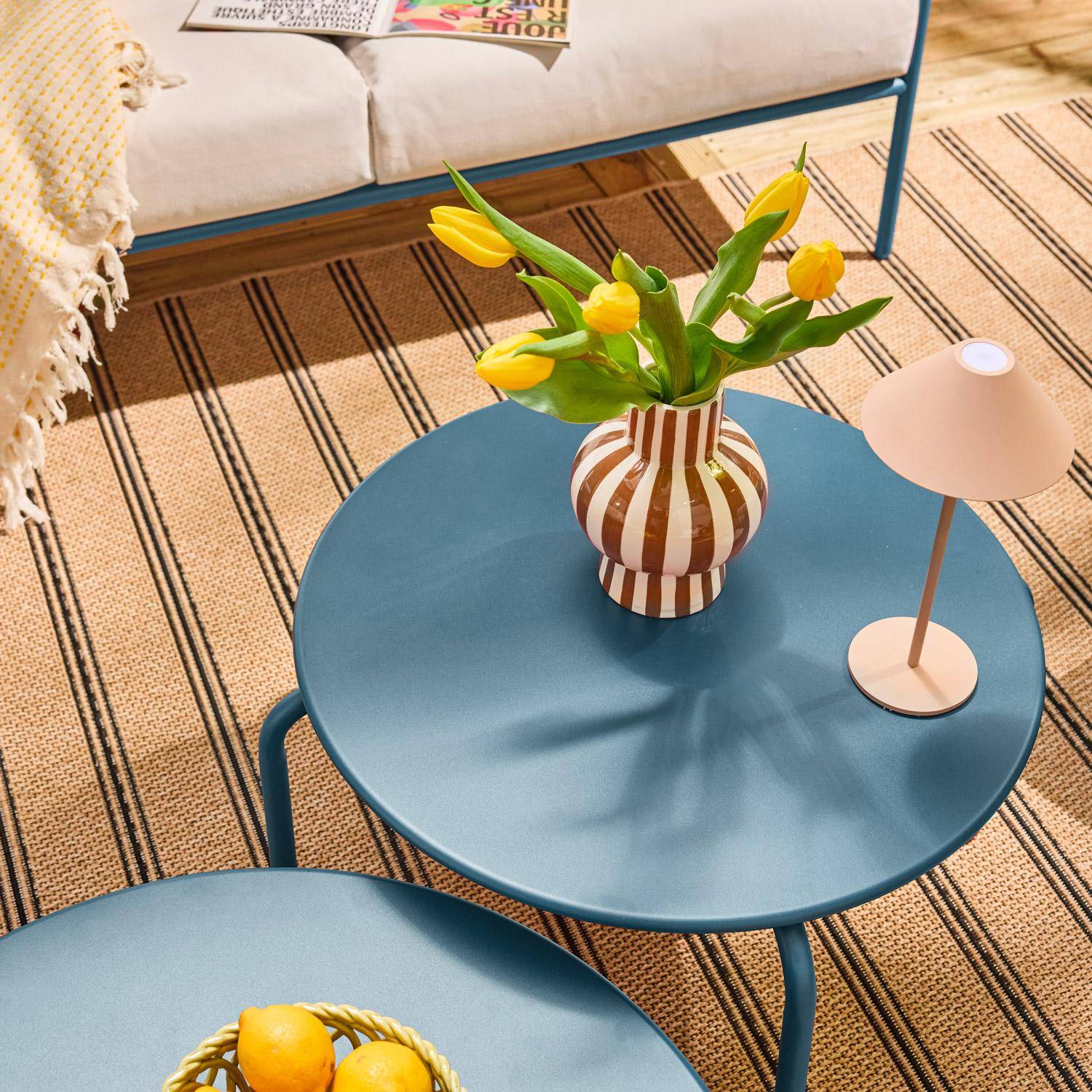 Tuinset Luanda van staal, 7 zits, blauw Photo3