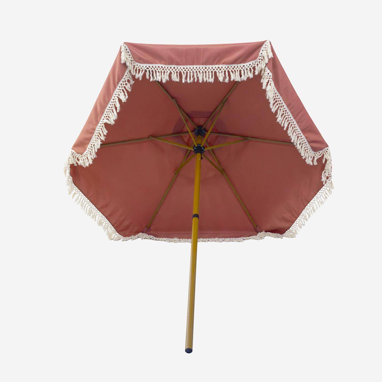 Ombrellone dritto con frange 2m, acciaio, Hossegor, Terracotta, 200x200x225 cm Photo4