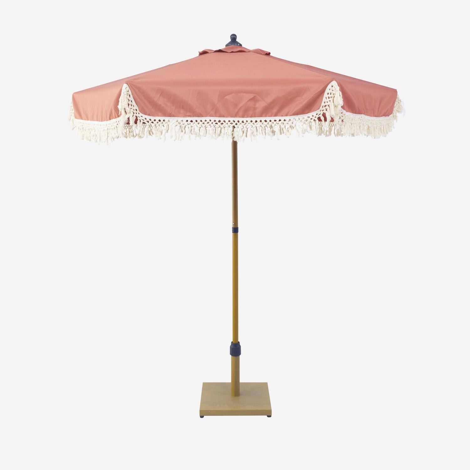 Ombrellone dritto con frange 2m, acciaio, Hossegor, Terracotta, 200x200x225 cm,sweeek,Photo3