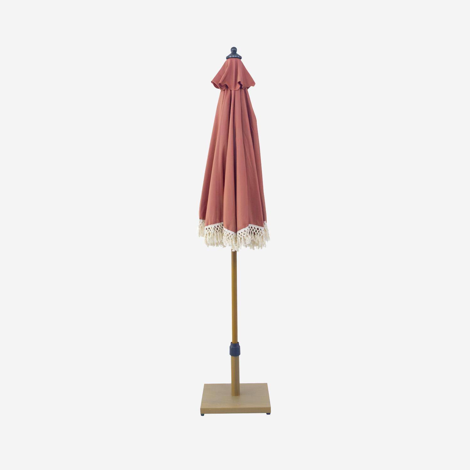 Ombrellone dritto con frange 2m, acciaio, Hossegor, Terracotta, 200x200x225 cm,sweeek,Photo5