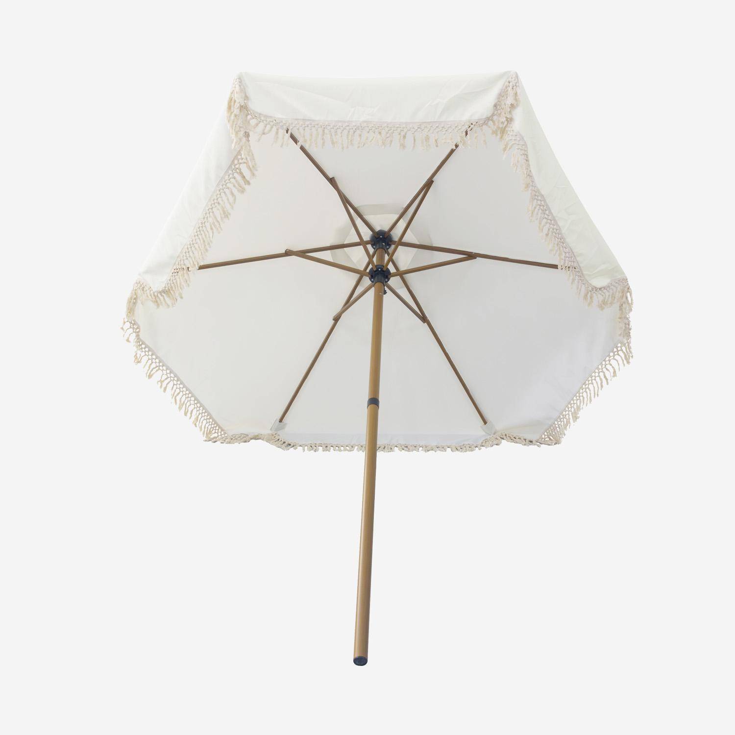 Rechte parasol Hossegor, met franjes 2m, beige, staal, mast met effect van hout, UPF 30+, D 200 x H 225 cm Photo5