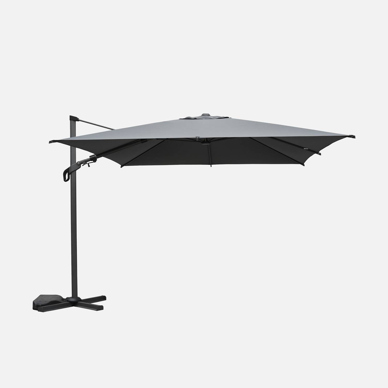 Parasol déporté rectangulaire gris 3x4m