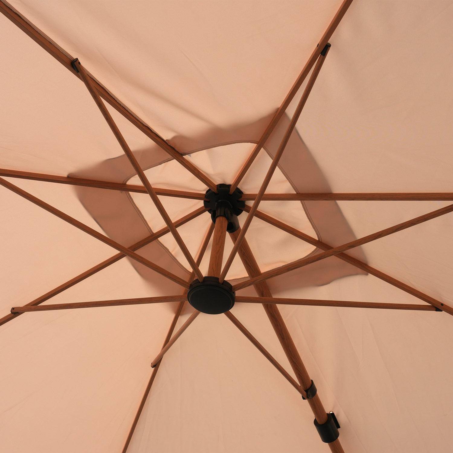 Ampelschirm quadratisch 3x3 m beige, Mast in Holzoptik - Etretat  Photo4