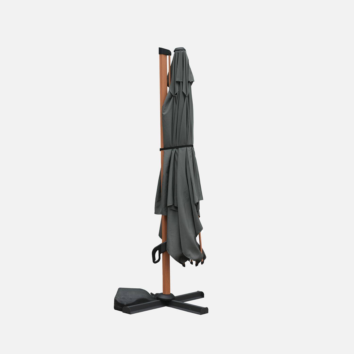 Vierkante parasol Etretat, kaki 3x3m, mast met houtlook Photo6