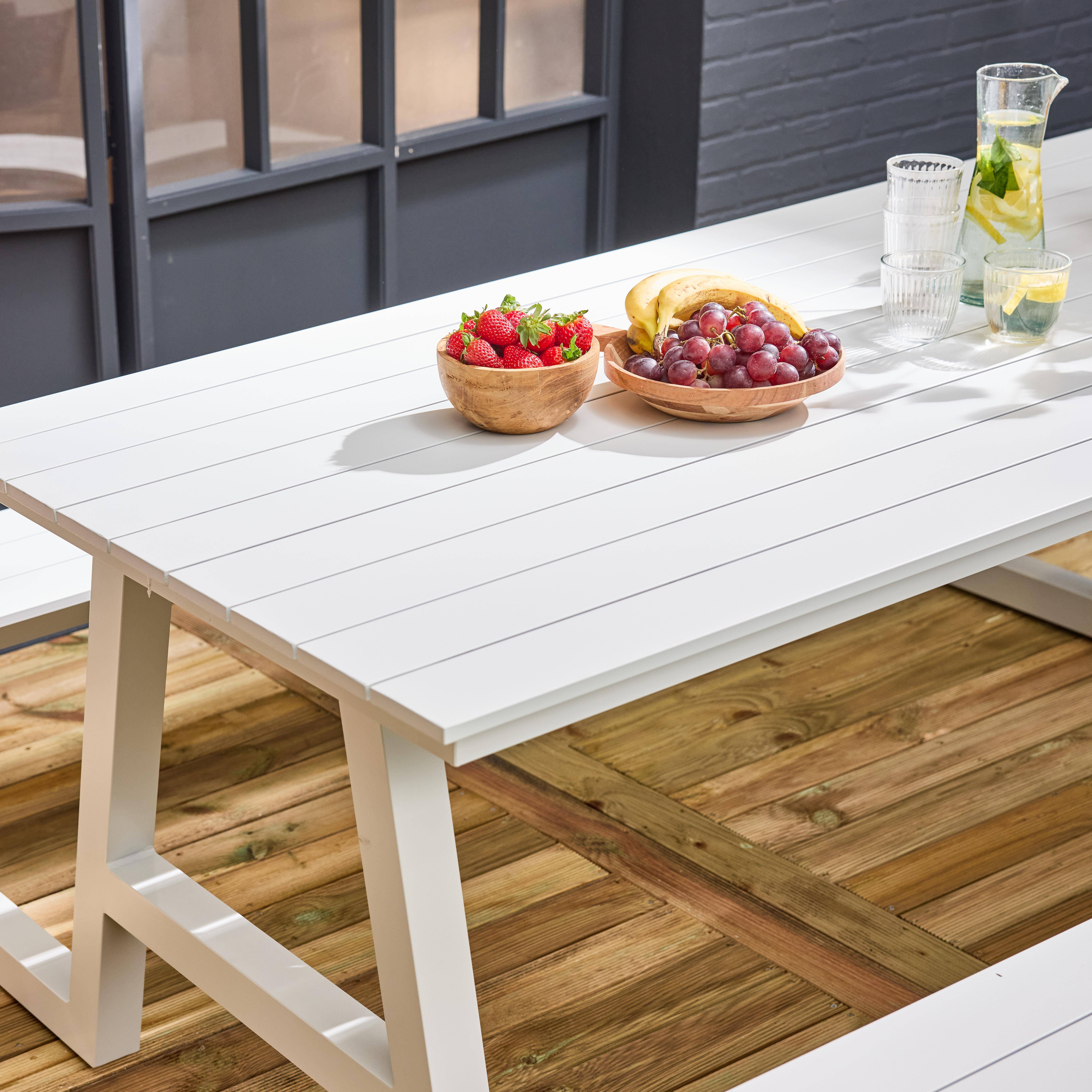Picknicktafel ANA van aluminium met 2 witte banken, 6 plaatsen, 199,8 x 173 x 75,8 cm Photo2