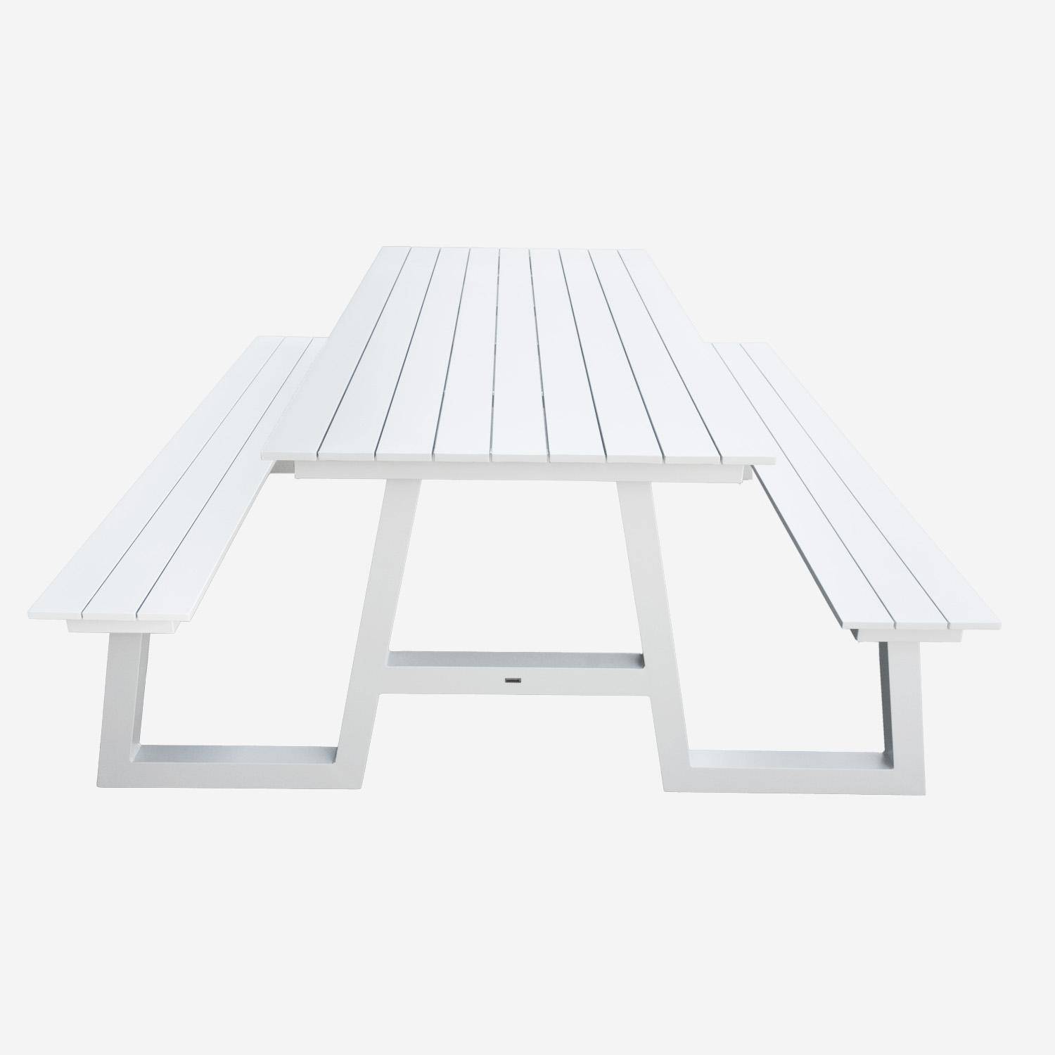 Picknicktafel ANA van aluminium met 2 witte banken, 6 plaatsen, 199,8 x 173 x 75,8 cm Photo5