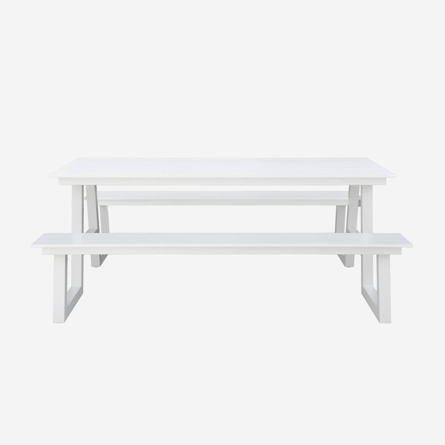 Picknicktafel ANA van aluminium met 2 witte banken, 6 plaatsen, 199,8 x 173 x 75,8 cm Photo4