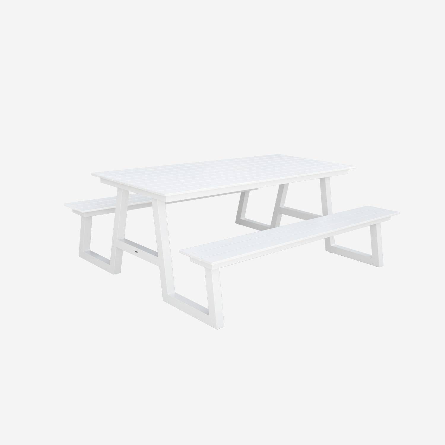 Picknicktafel ANA van aluminium met 2 witte banken, 6 plaatsen, 199,8 x 173 x 75,8 cm Photo3