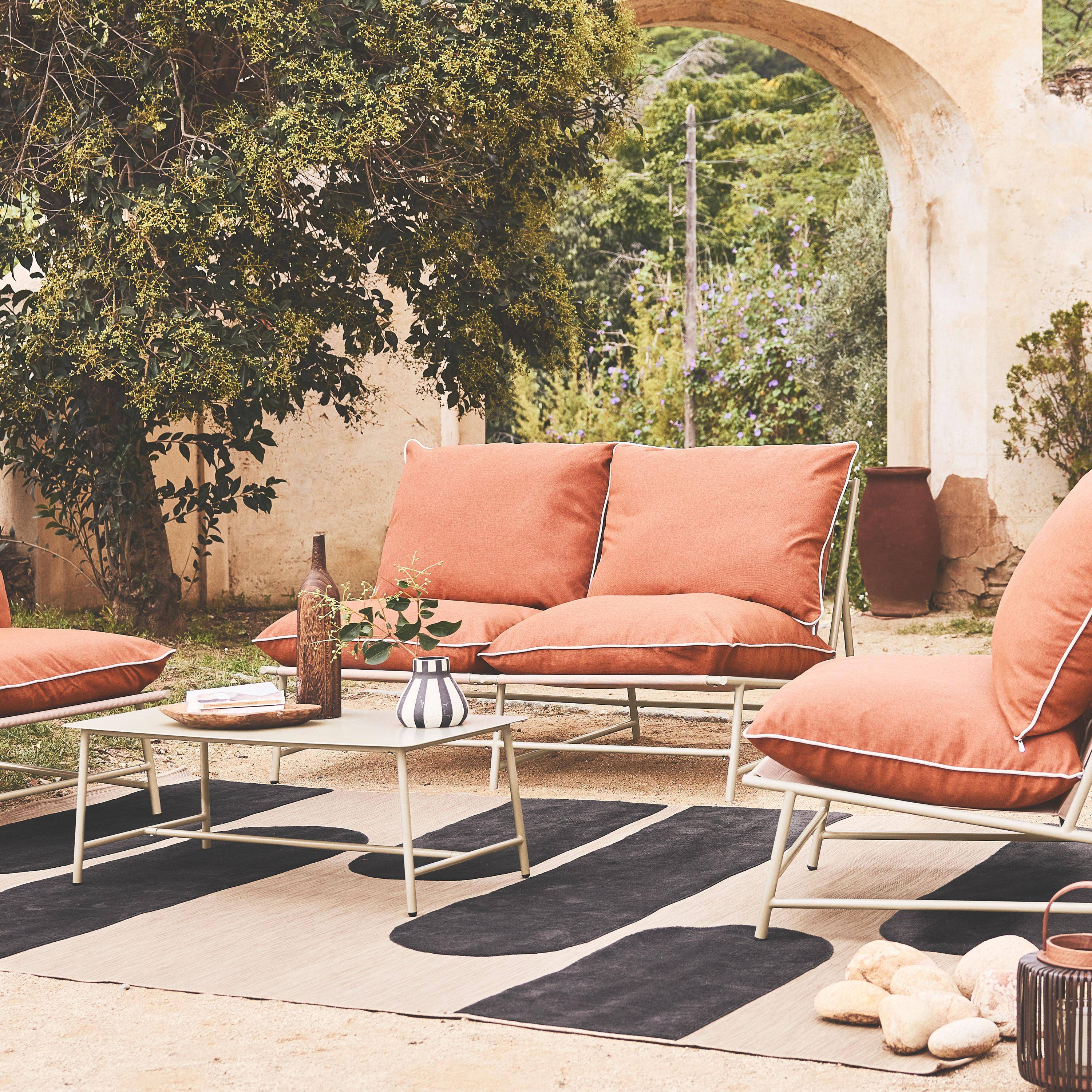 Conjunto de jardín de acero y textilene para 4 personas, Sofia, Beige, 138x83.5x74 cm,sweeek,Photo2