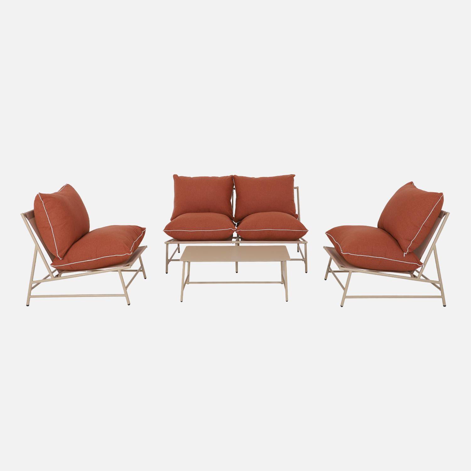 Conjunto de jardín de acero y textilene para 4 personas, Sofia, Beige, 138x83.5x74 cm,sweeek,Photo5