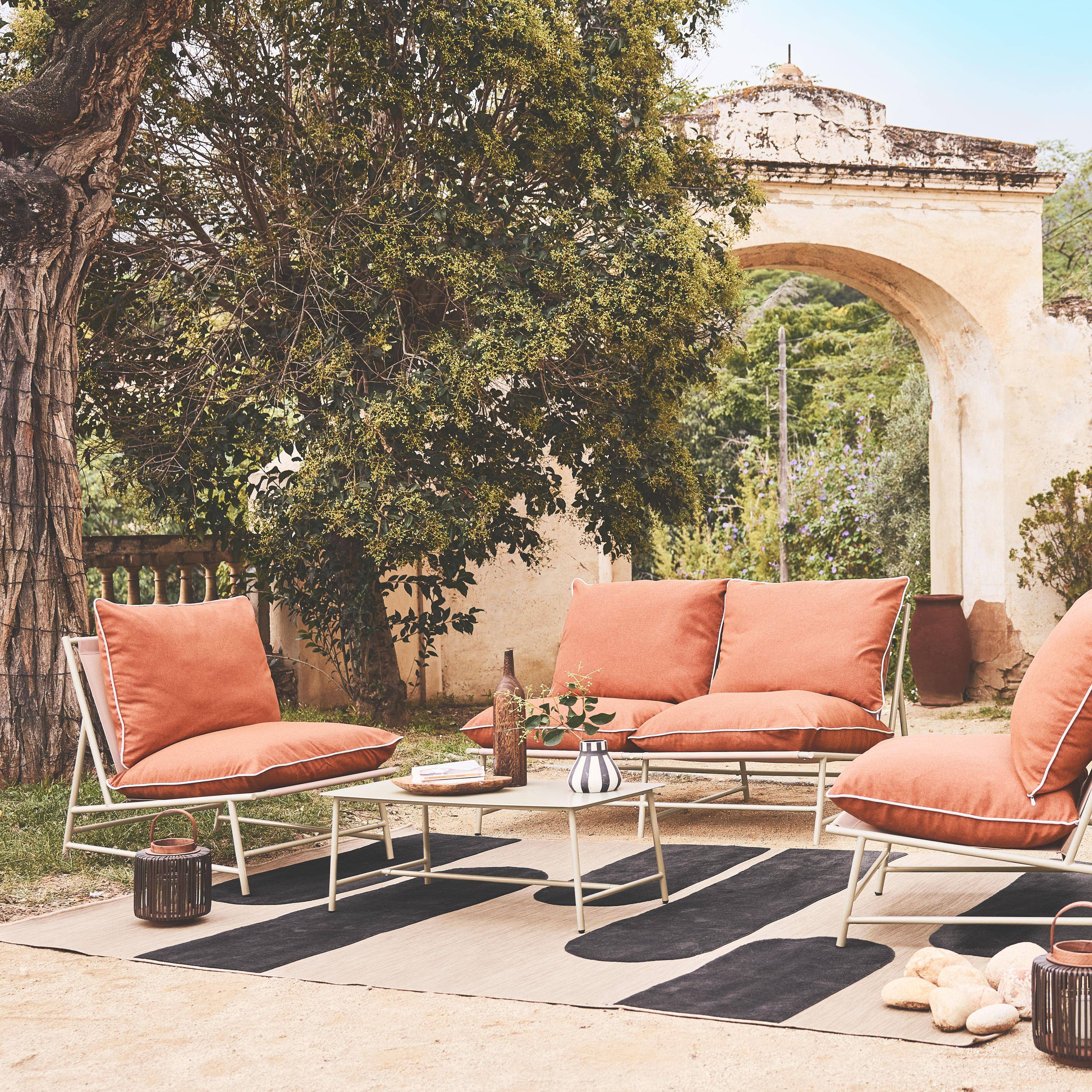 Conjunto de jardín de acero y textilene para 4 personas, Sofia, Beige, 138x83.5x74 cm Photo1