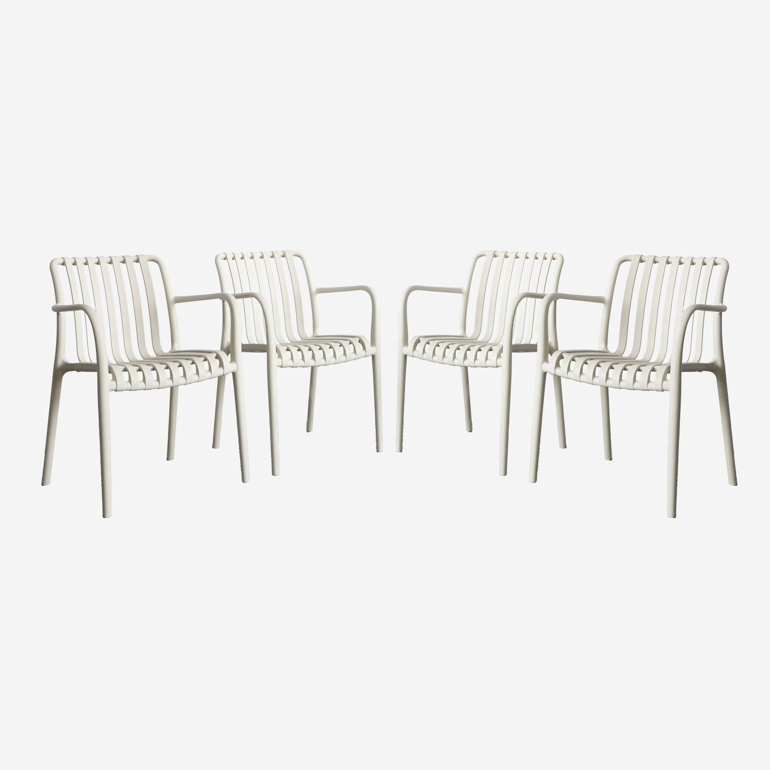 Lot de 4 fauteuils de jardin en plastique beige I sweeek