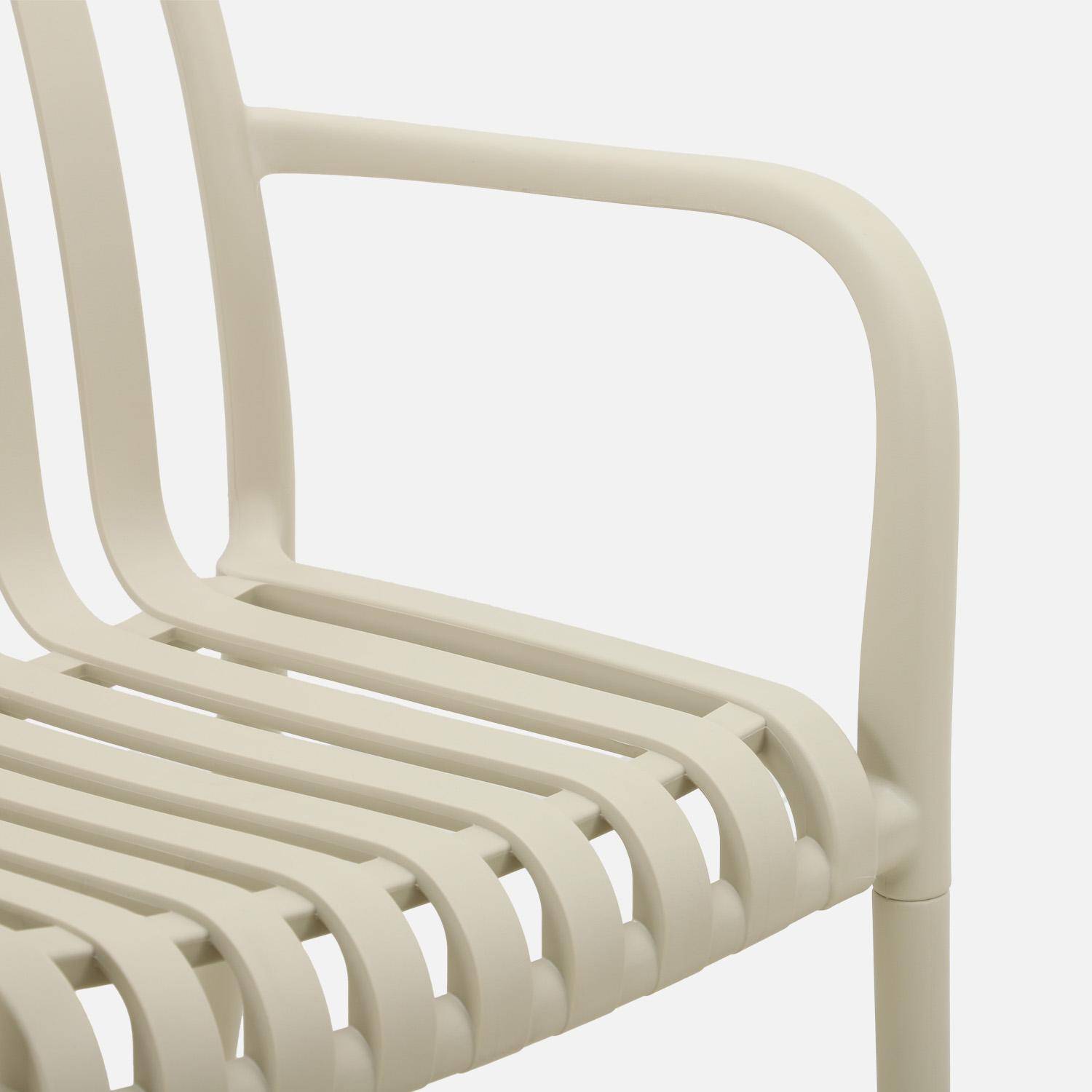4er-Set Gartensessel aus beigem Kunststoff, stapelbar, lineares Design - Agathe Photo7