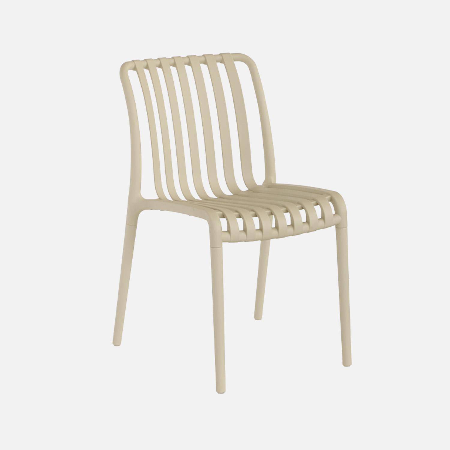 Set of 4 beige plastic garden chairs, stackable, already assembled, Agathe Photo2