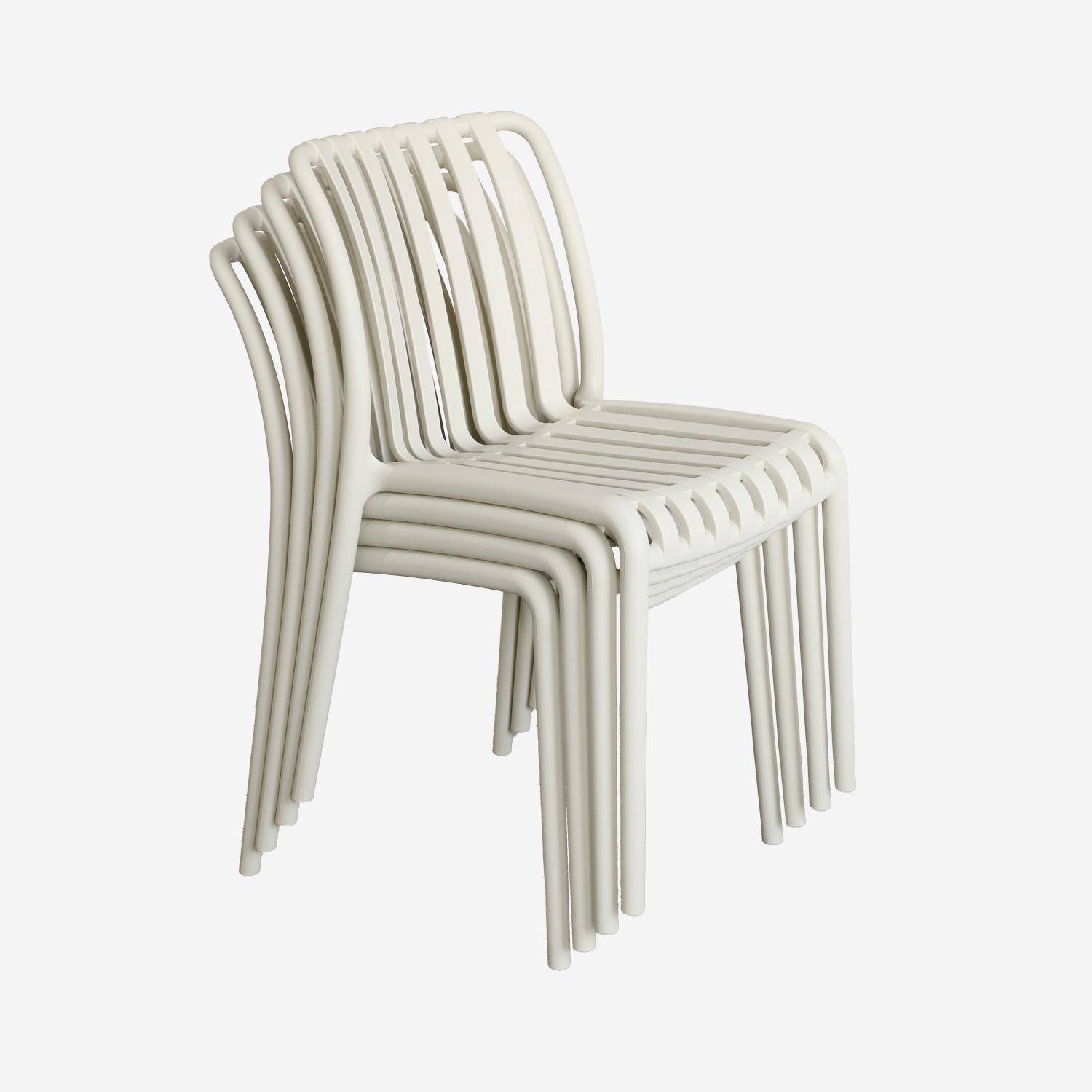 Set of 4 beige plastic garden chairs, stackable, already assembled, Agathe Photo6