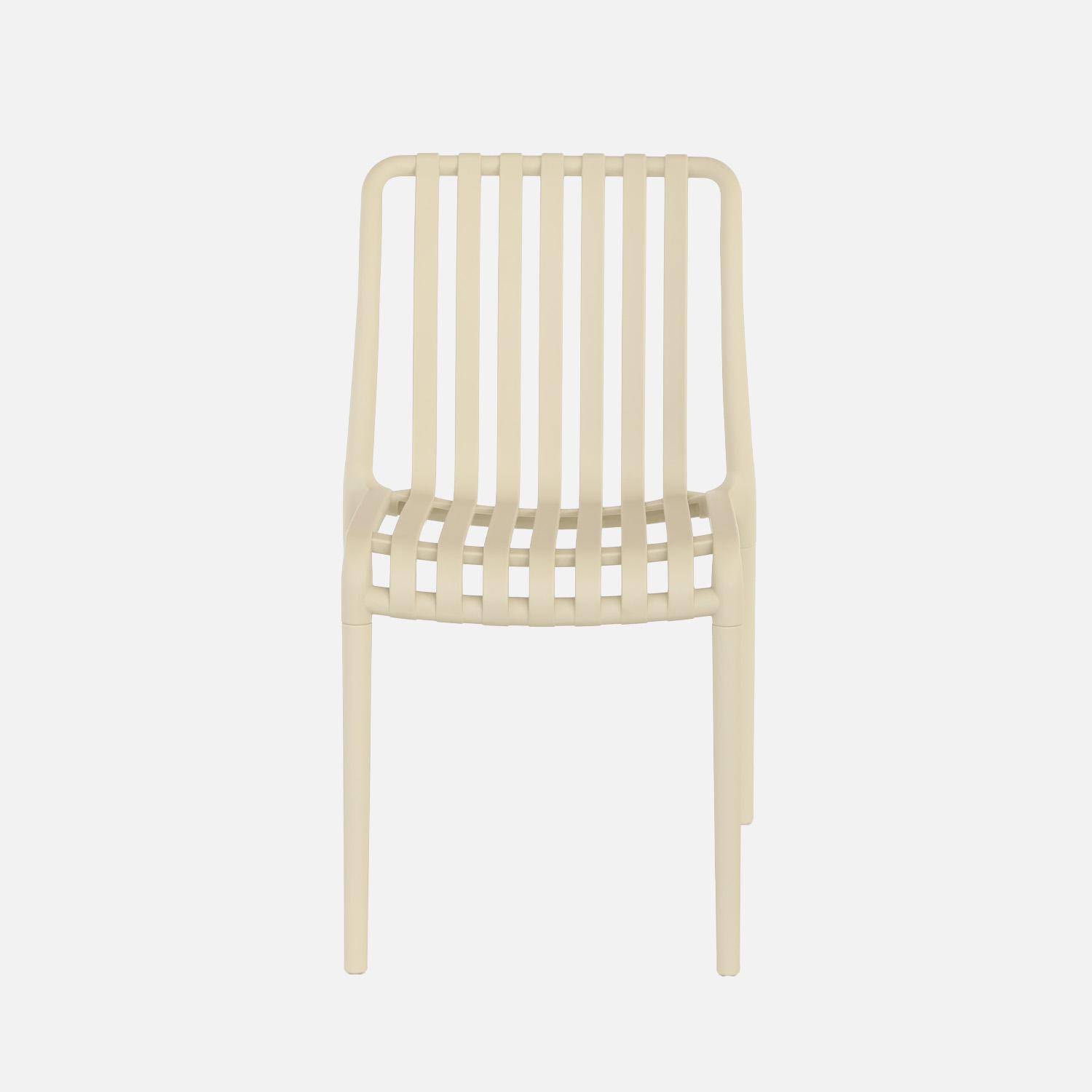 Set of 4 beige plastic garden chairs, stackable, already assembled, Agathe,sweeek,Photo3