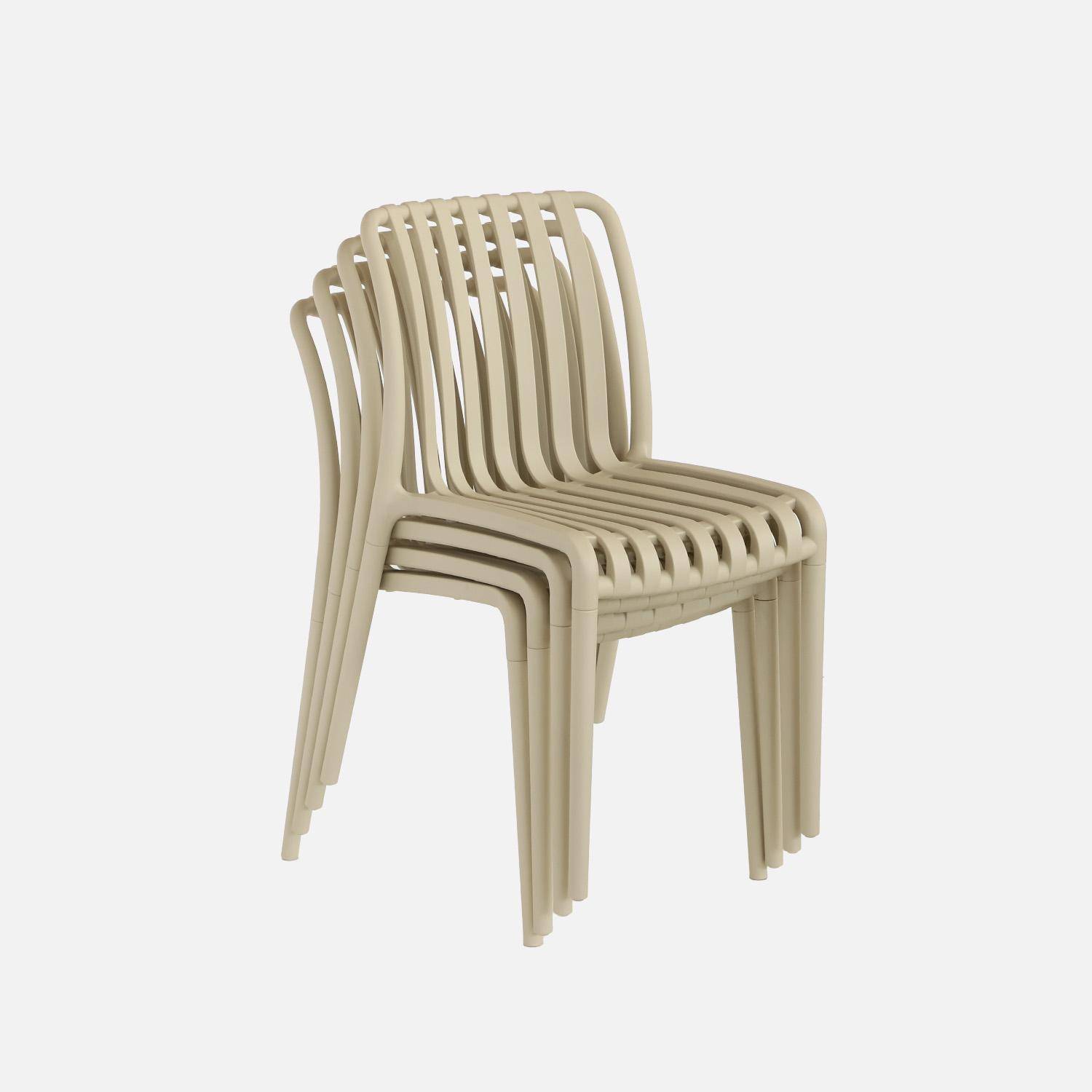 Set of 4 beige plastic garden chairs, stackable, already assembled, Agathe Photo4