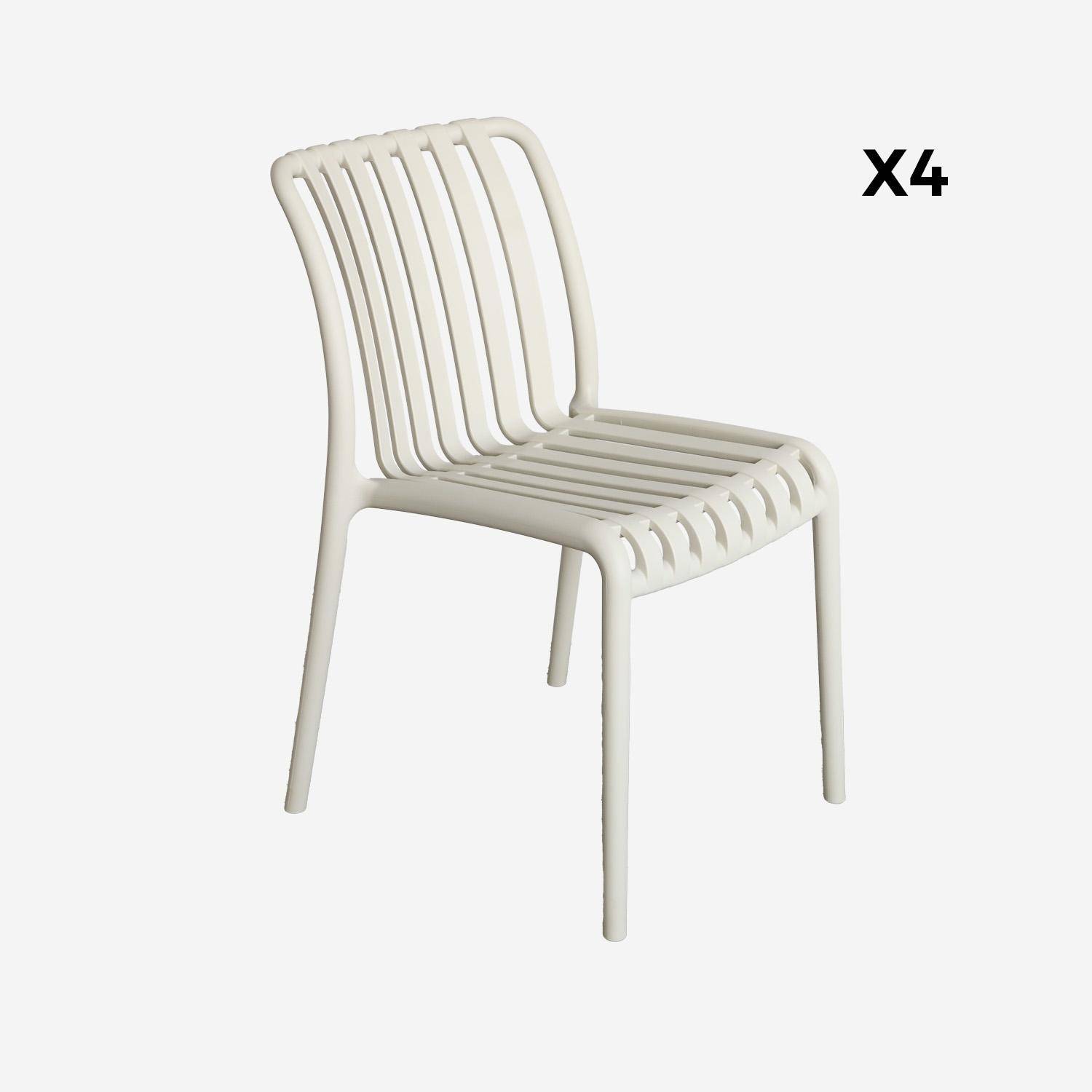 Set of 4 beige plastic garden chairs, stackable, already assembled, Agathe,sweeek,Photo5