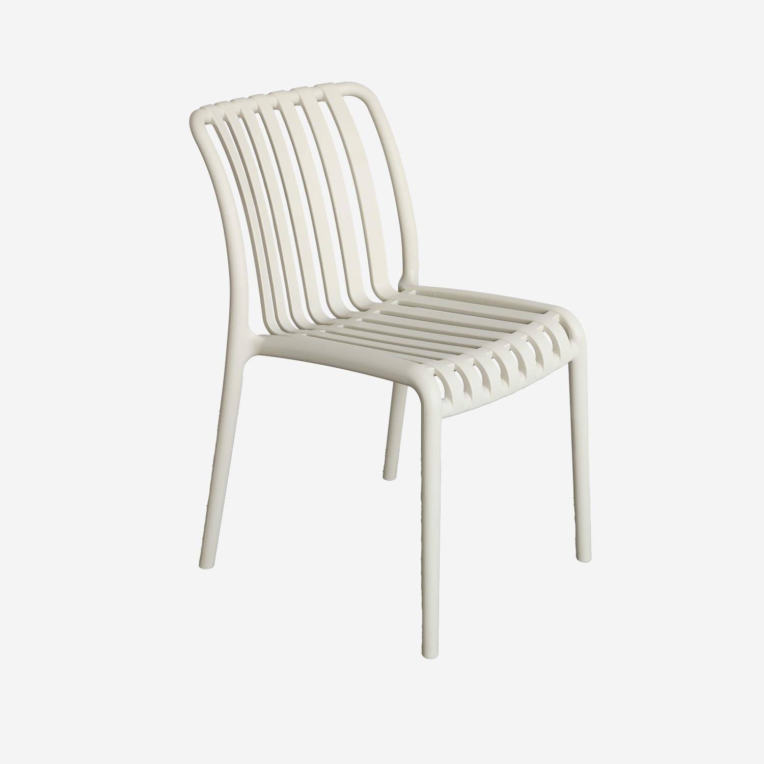 Set of 4 beige plastic garden chairs, stackable, already assembled, Agathe Photo4
