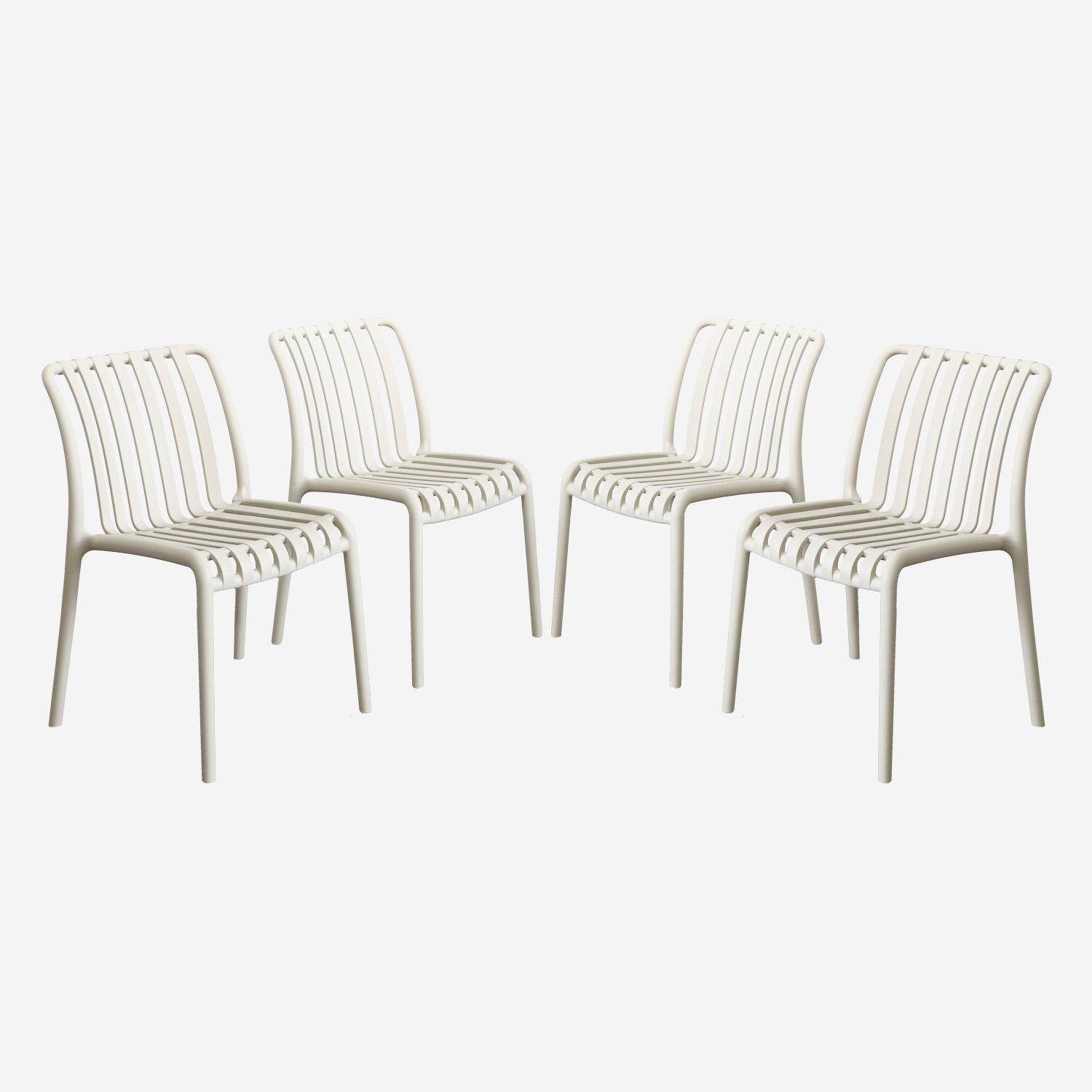Set of 4 beige plastic garden chairs, stackable, already assembled, Agathe,sweeek,Photo3