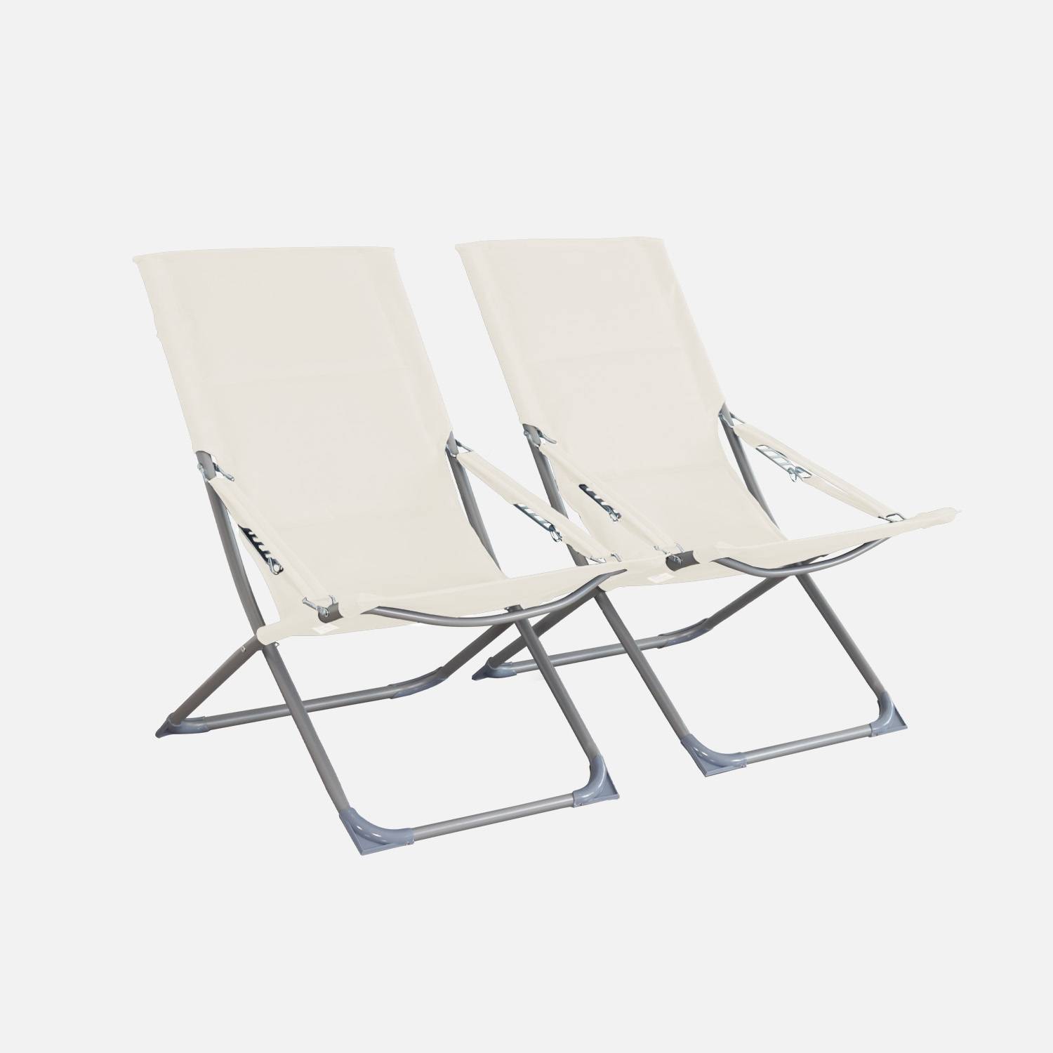 Lot de 2 chaises pliantes beige polyester