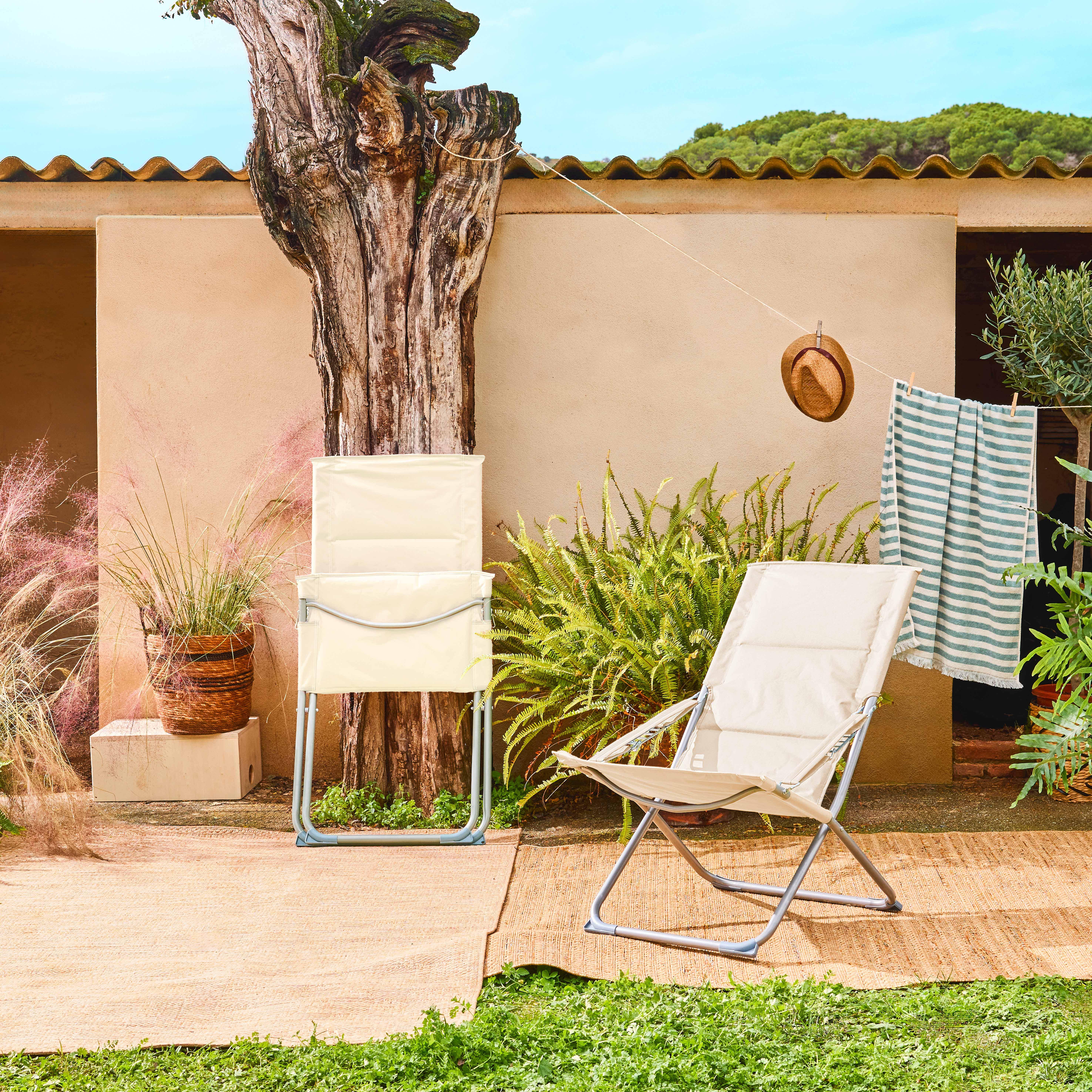 Set di 2 sedie da giardino pieghevoli, Parma, Beige, 84x62x87 cm Photo2