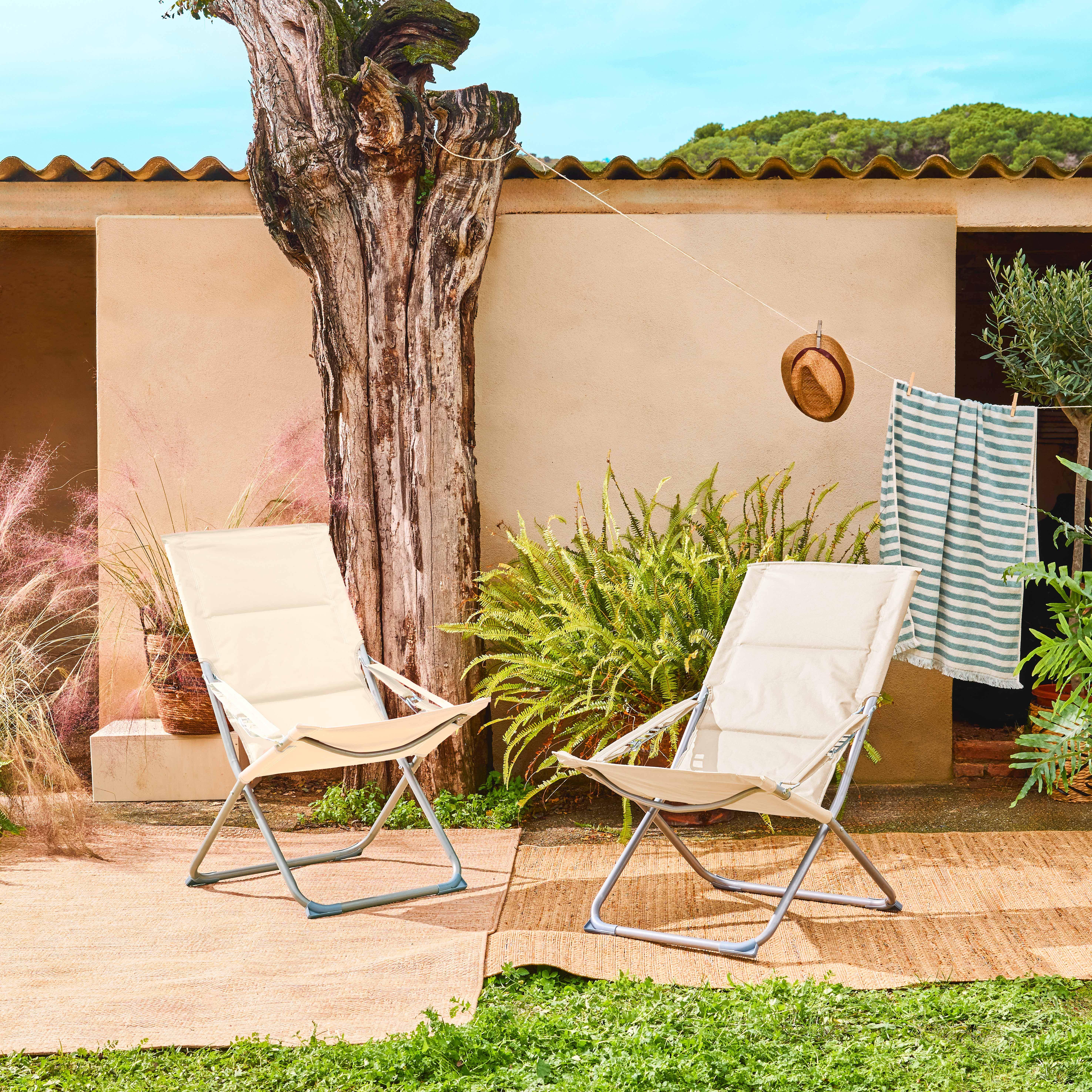 Set di 2 sedie da giardino pieghevoli, Parma, Beige, 84x62x87 cm Photo1