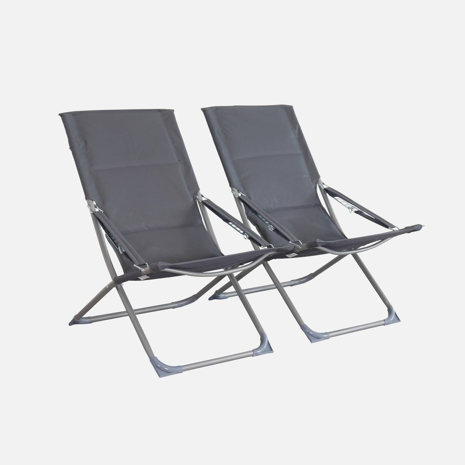 Lot de 2 chaises pliantes anthracite polyester