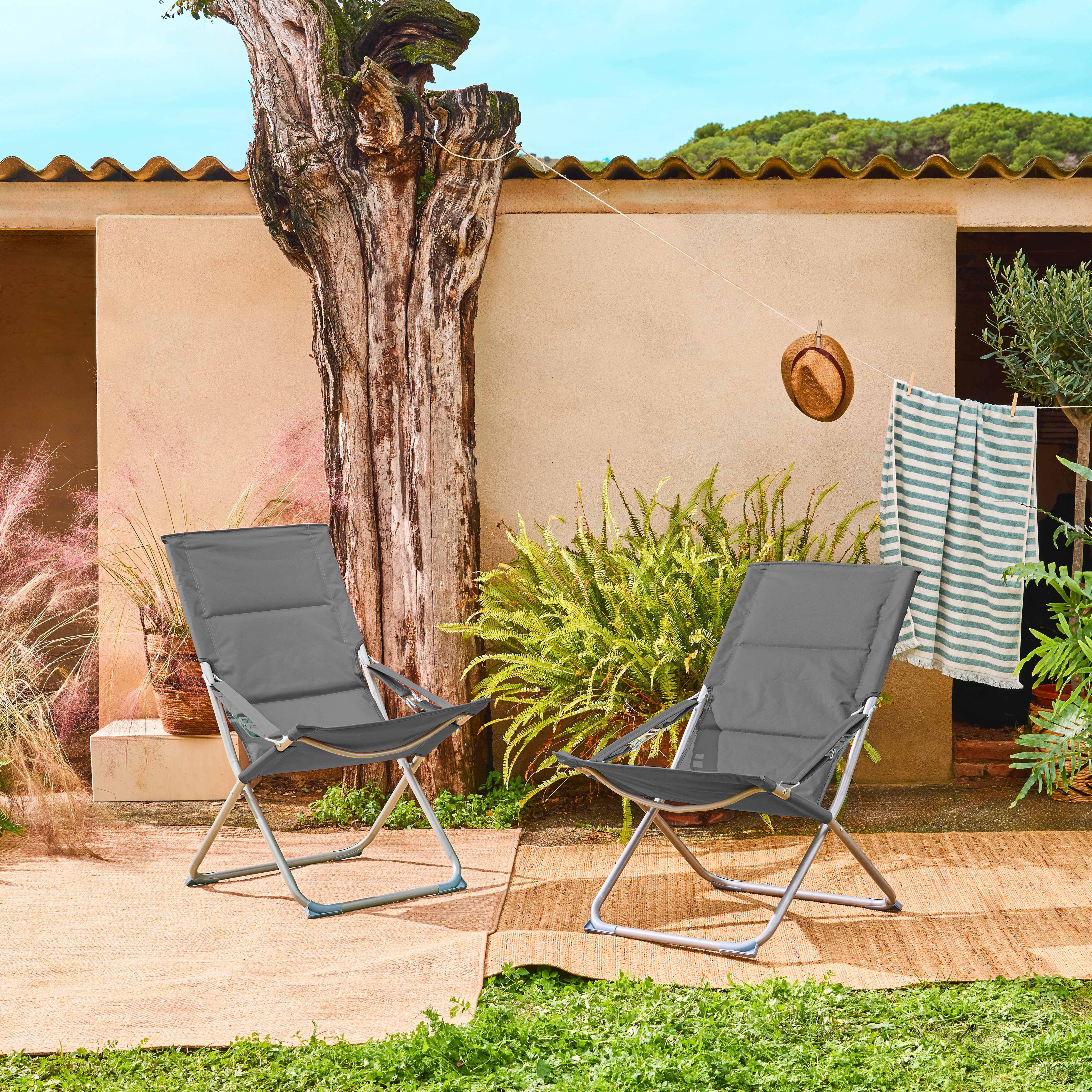 Set di 2 sedie da giardino pieghevoli, Parma, Antracite, 84x63x89 cm Photo1