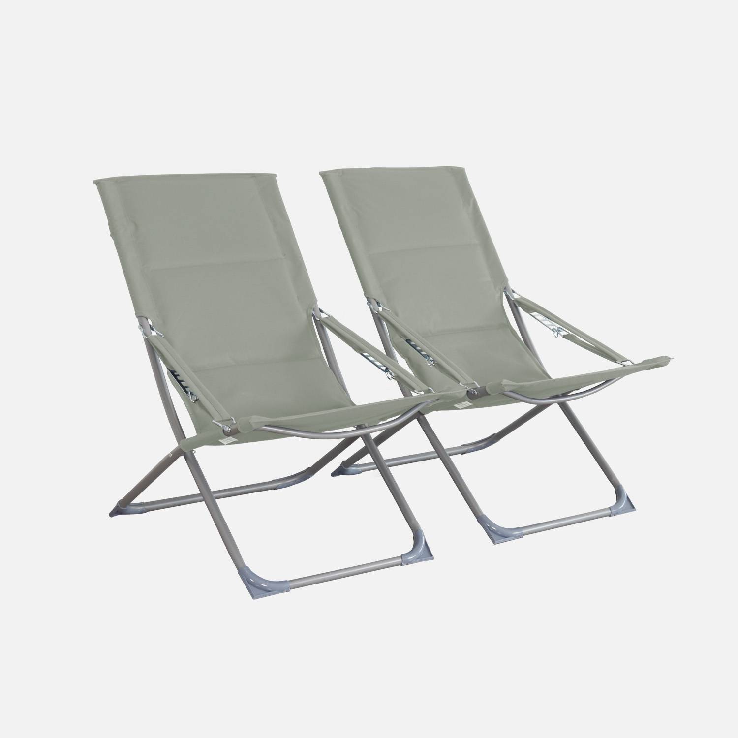 Lot de 2 chaises pliantes kaki polyester