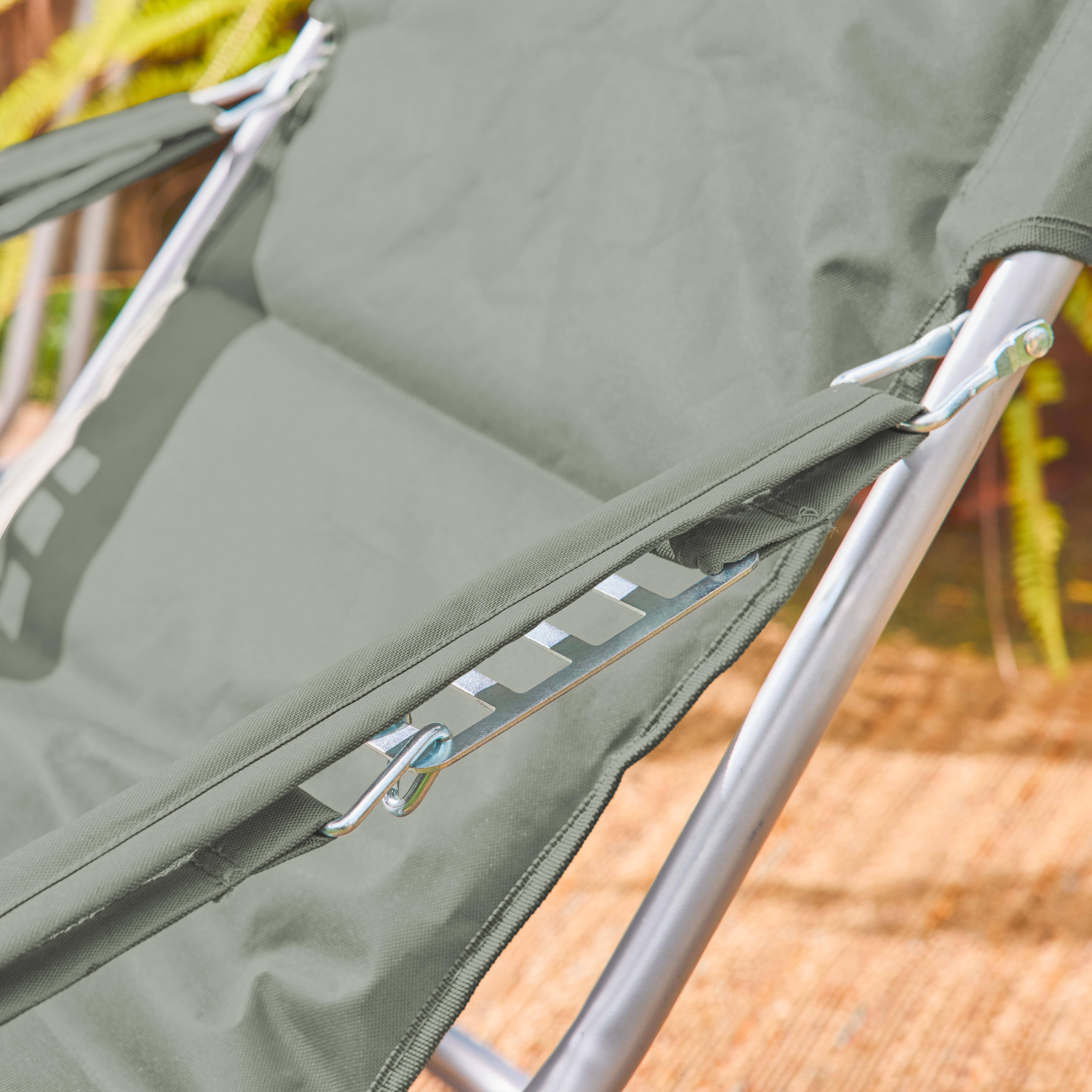 Lot de 2 chaises pliantes kaki PARMA en acier / polyester 600D, 84 x 62 x 87 cm Photo2