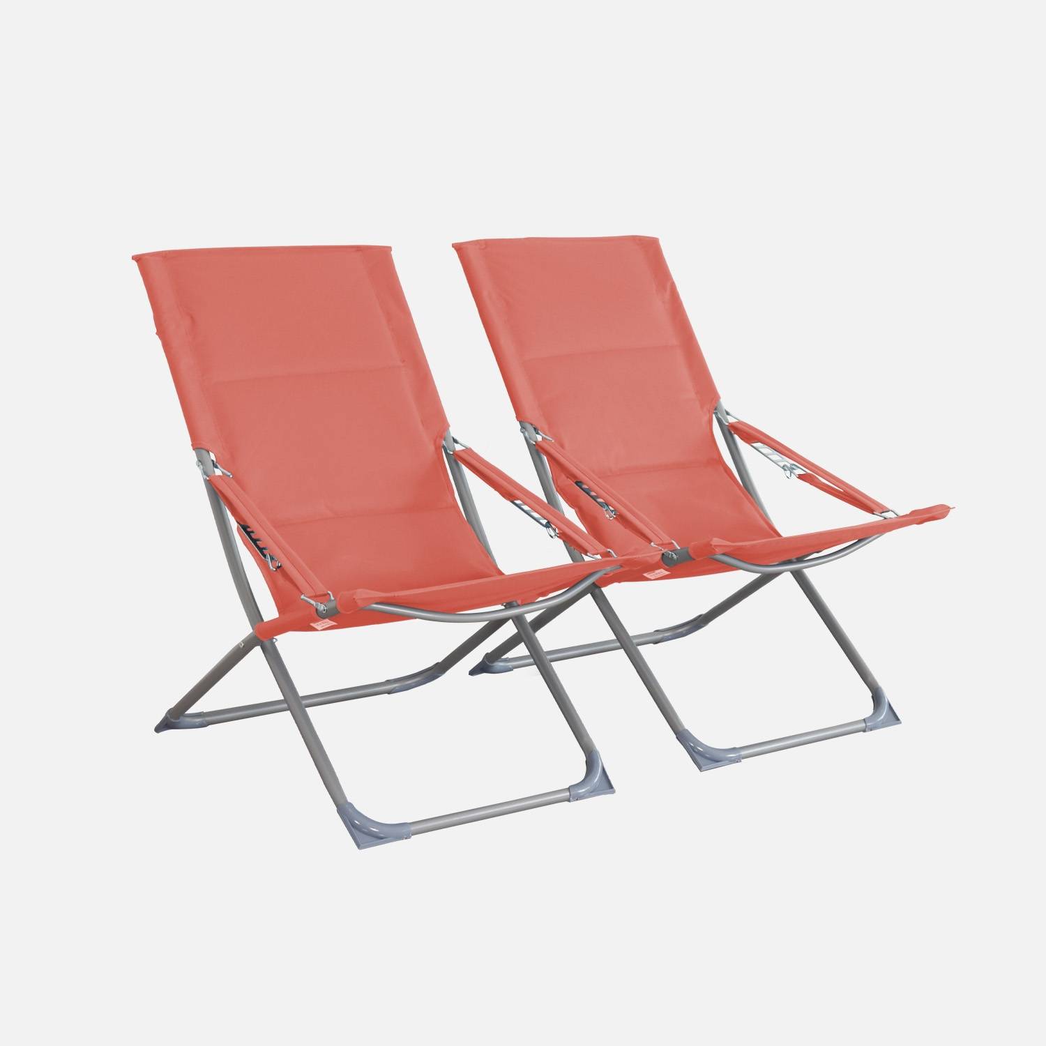 Lot de 2 chaises pliantes terracotta polyester