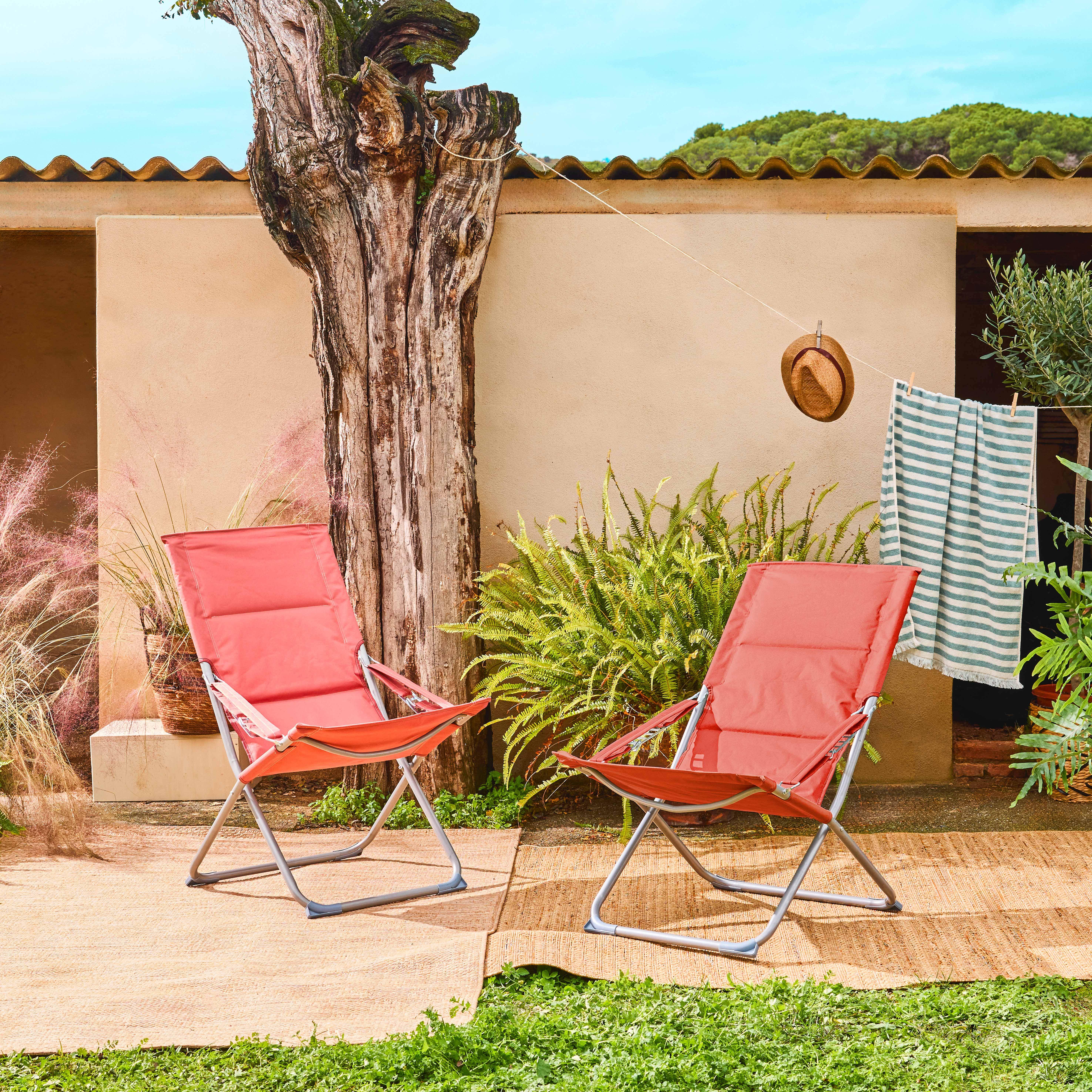 Silla de jardín de acero plegable (lote de 2), Parma, Terracotta, 84x63x89 cm Photo1
