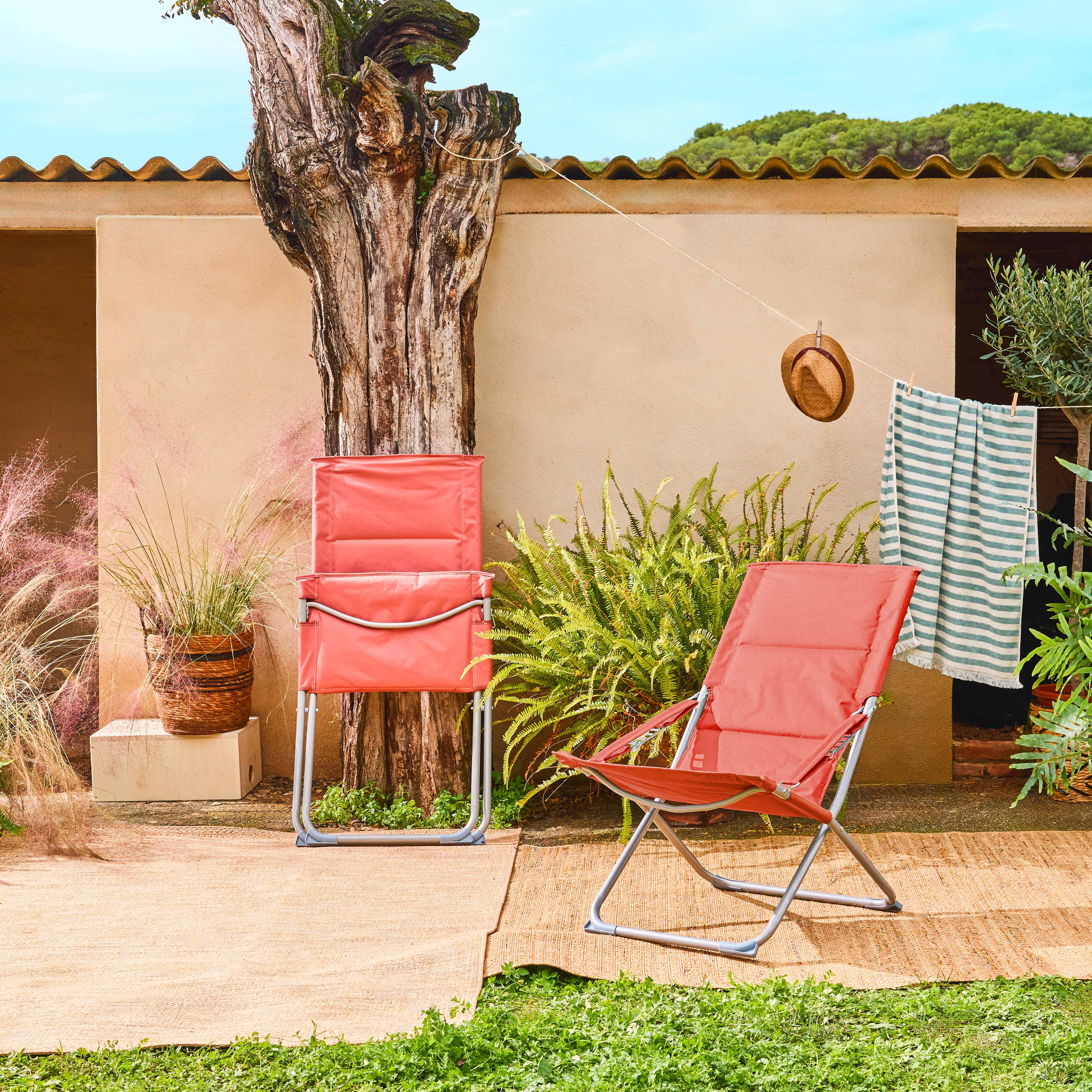 Silla de jardín de acero plegable (lote de 2), Parma, Terracotta, 84x63x89 cm Photo2