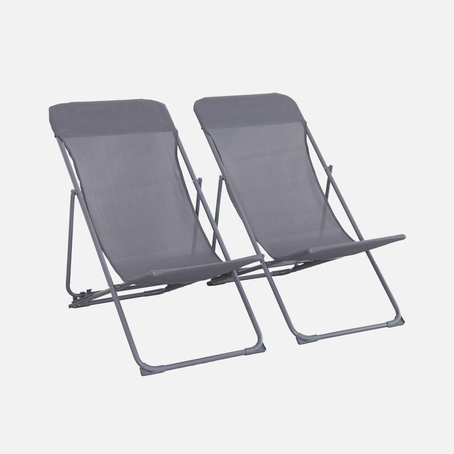 Pair of  aluminium sun loungers, Anthracite