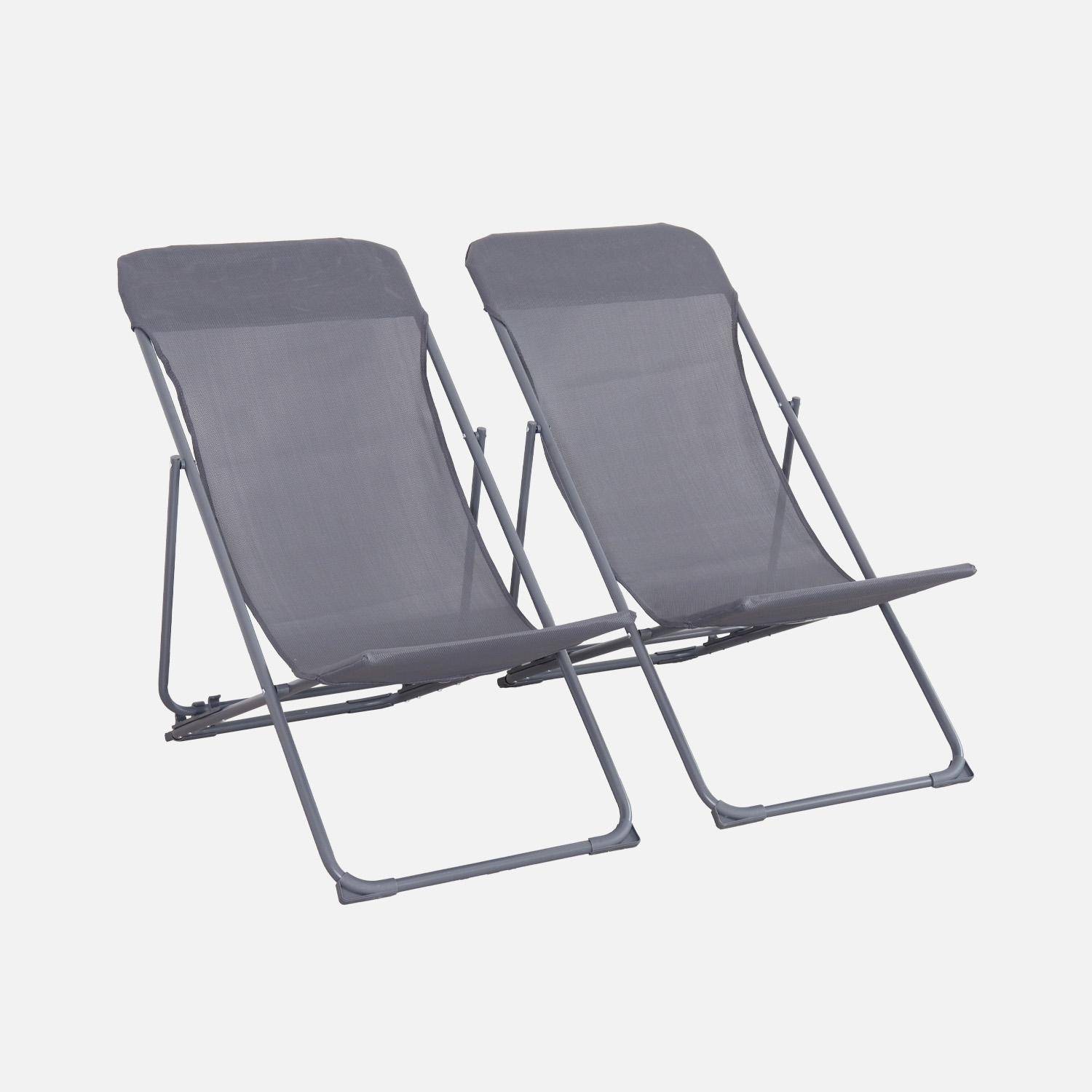 Lot de 2 chaises pliantes LIVORNO en aluminium / textilene, anthracite, 83 x 88 x 95 cm Photo4