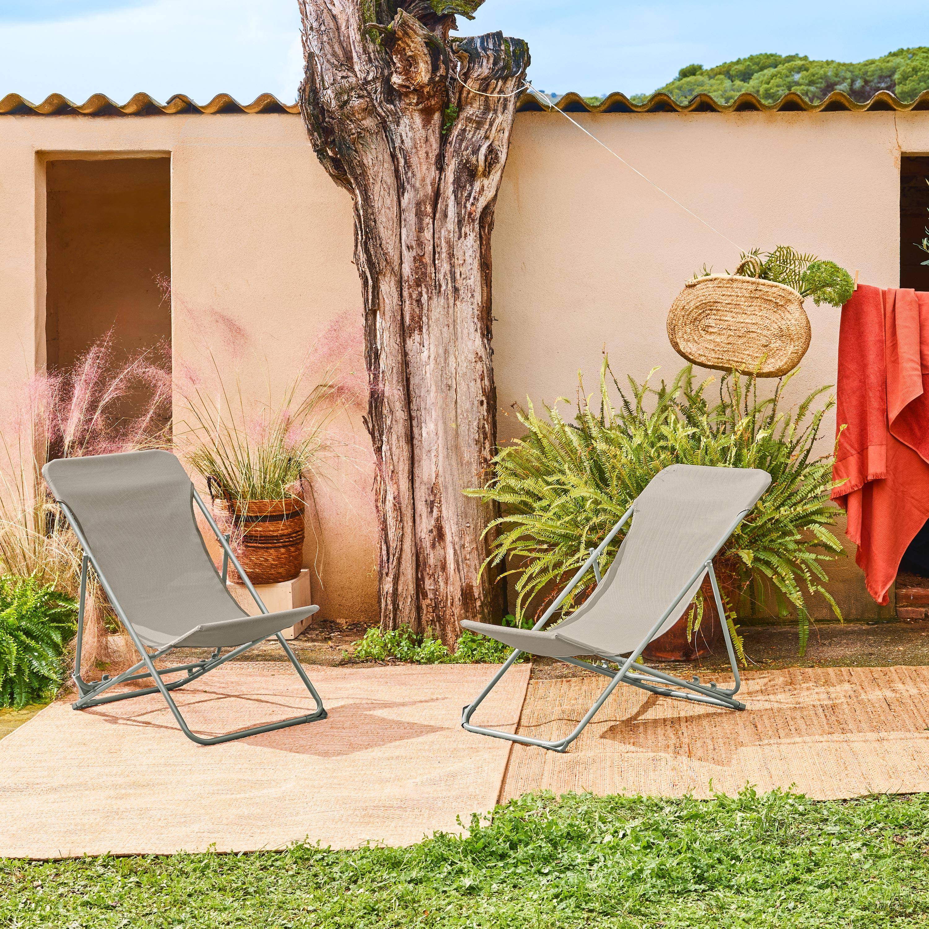 Silla de jardín plegable, set de 2, Livorno, Verde kaki, 83x88x95 cm Photo3