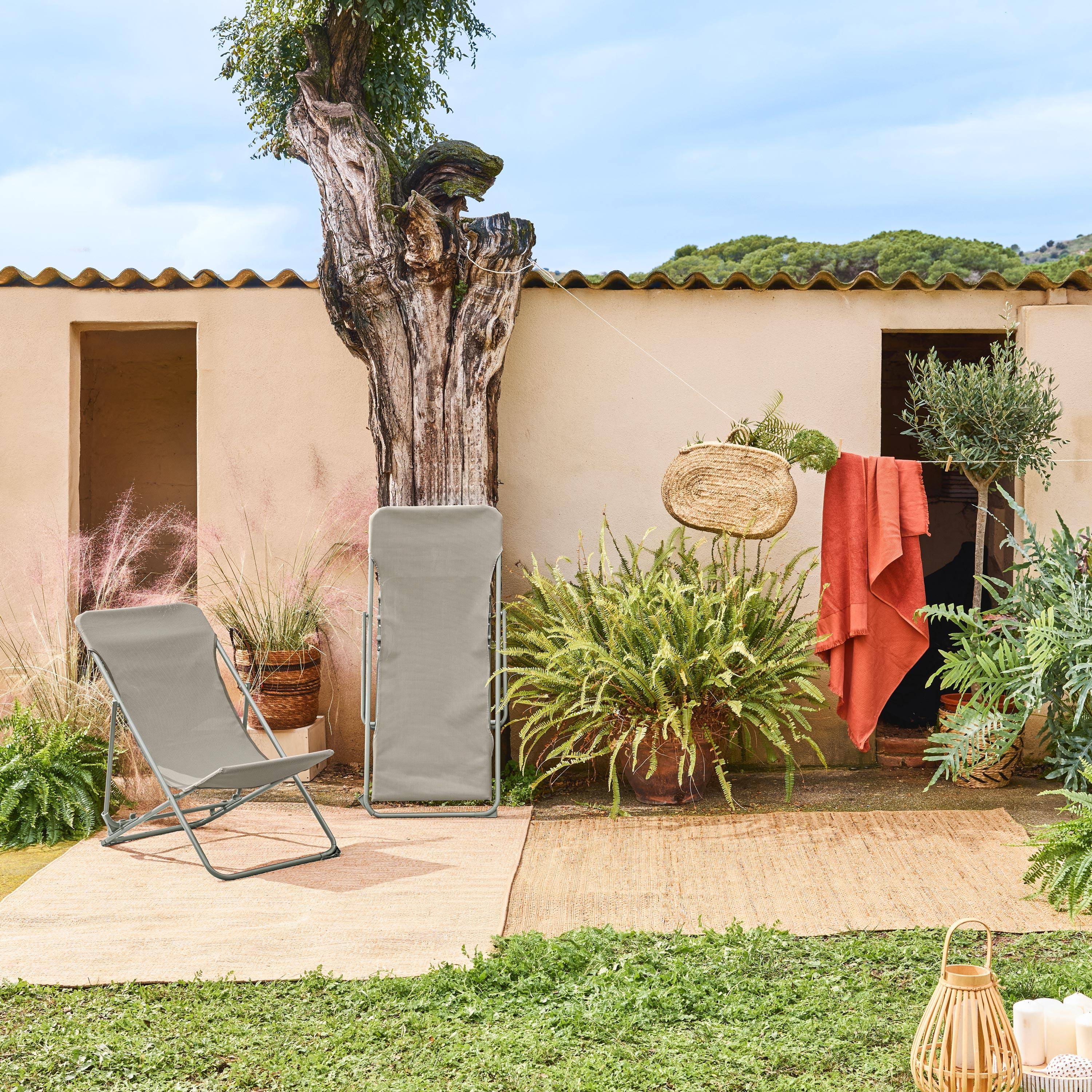 Silla de jardín plegable, set de 2, Livorno, Verde kaki, 83x88x95 cm Photo1